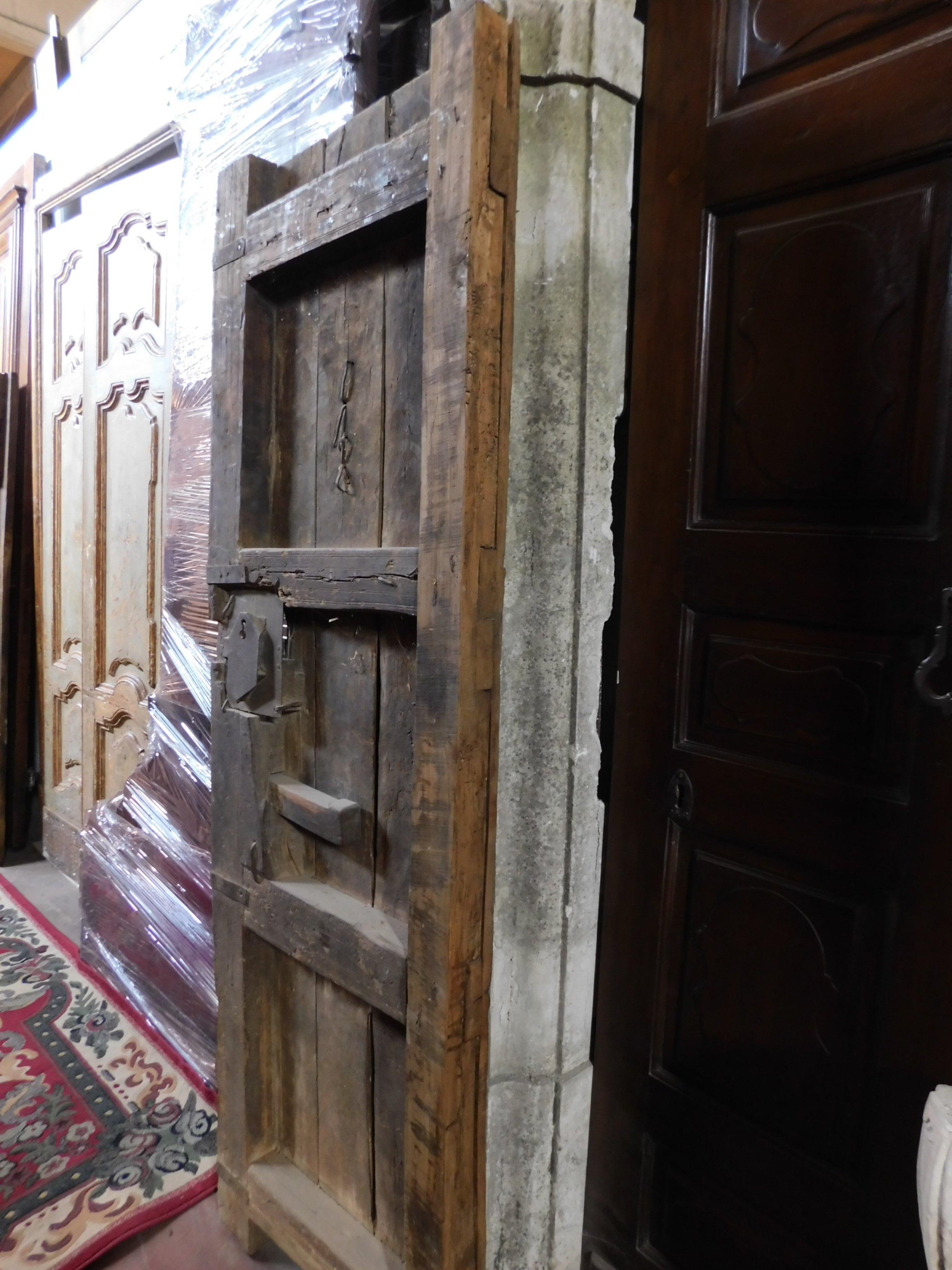19th Century Antique Brown Wooden Door, Ethnic Black Tribal Designs, 800 Africa For Sale