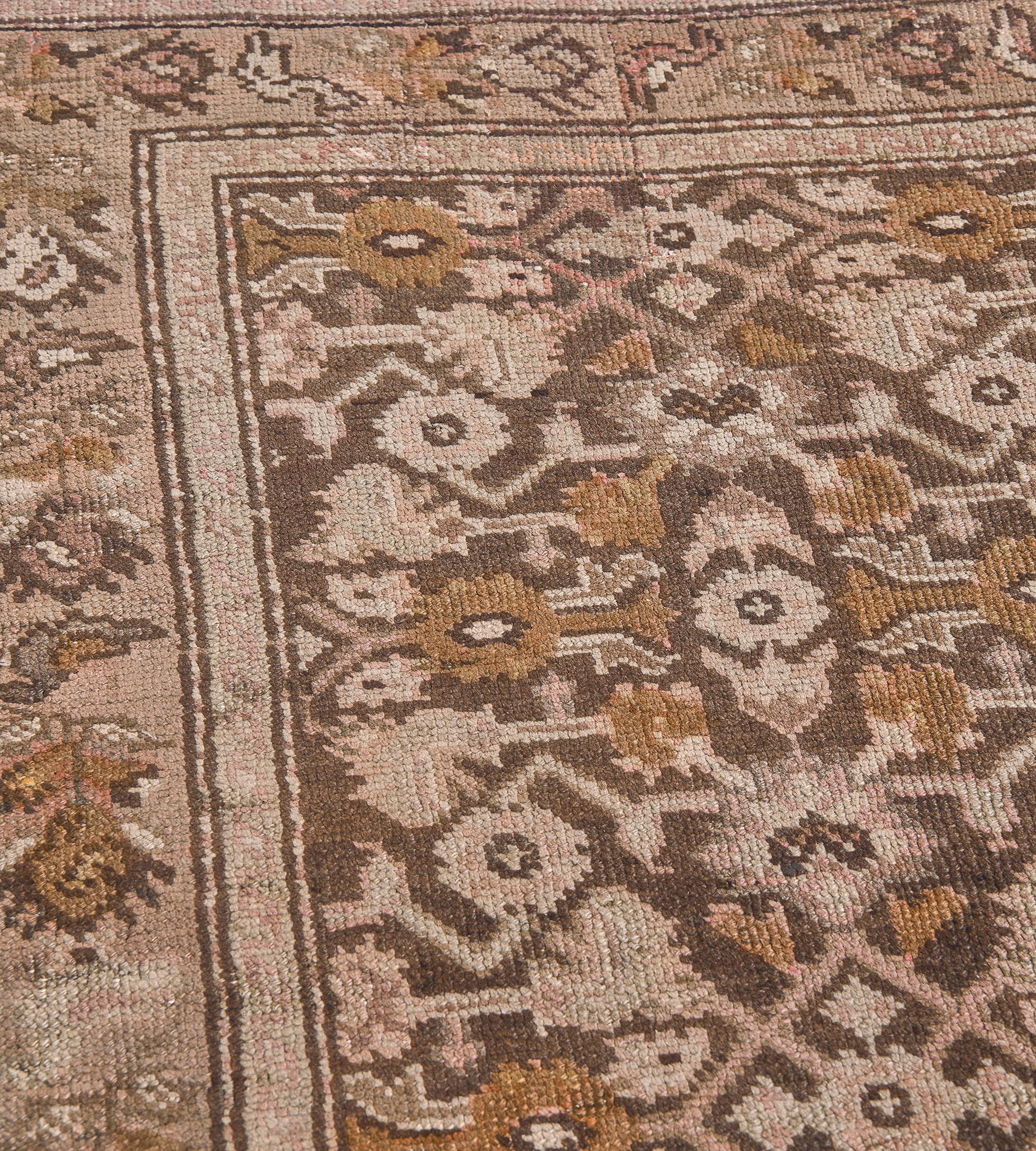 Antique Brown Wool Herati-Pattern Handwoven Karabagh Runner In Good Condition For Sale In West Hollywood, CA