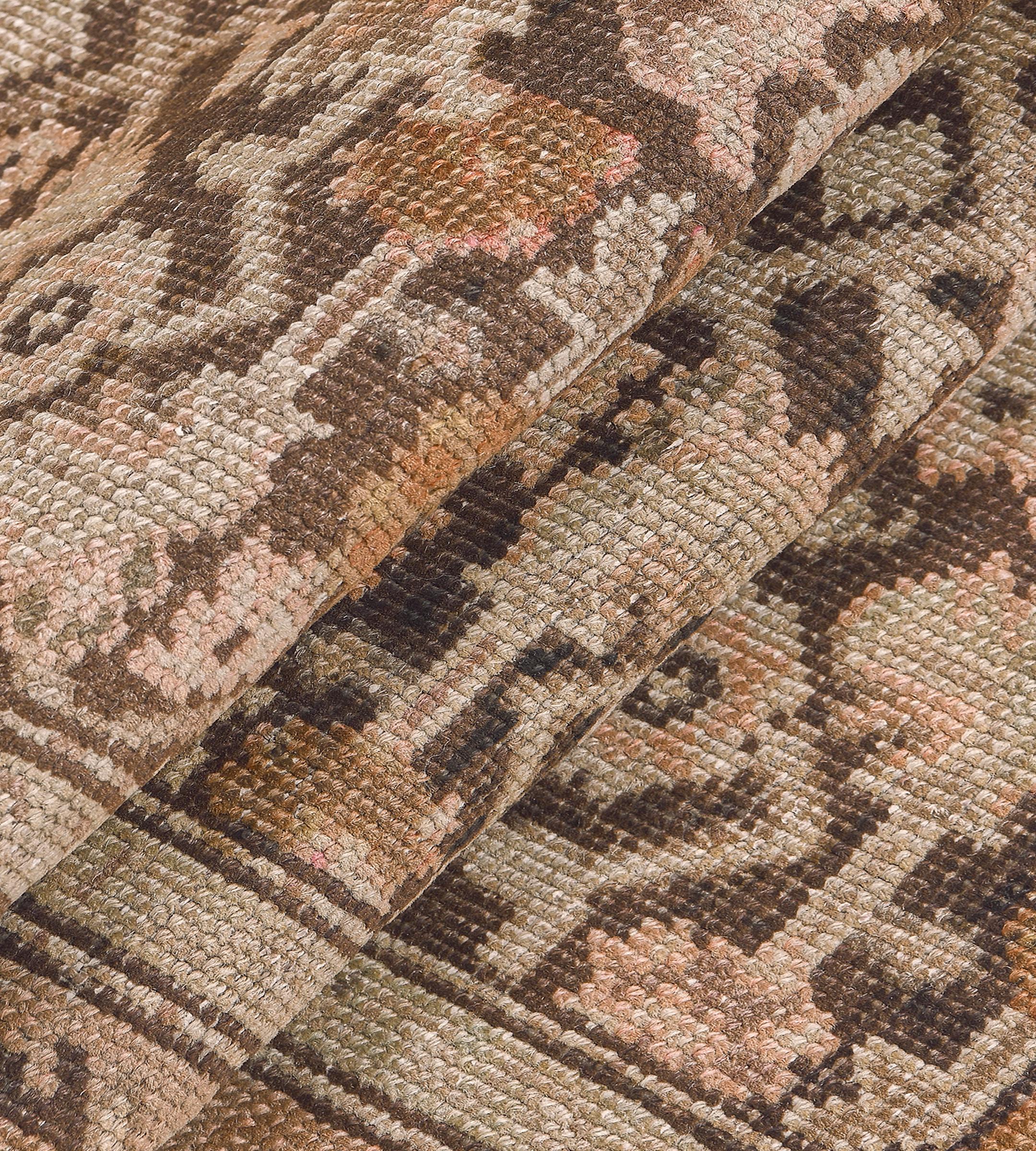 Antique Brown Wool Herati-Pattern Handwoven Karabagh Runner For Sale 2