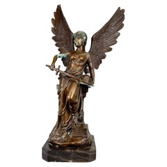 Antique Broze Sculpture - Angel with Sword