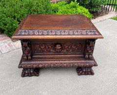 Antique Bruegel Flemish Belgian Wine Box Chest Trunk Carved Oak 1 of 2