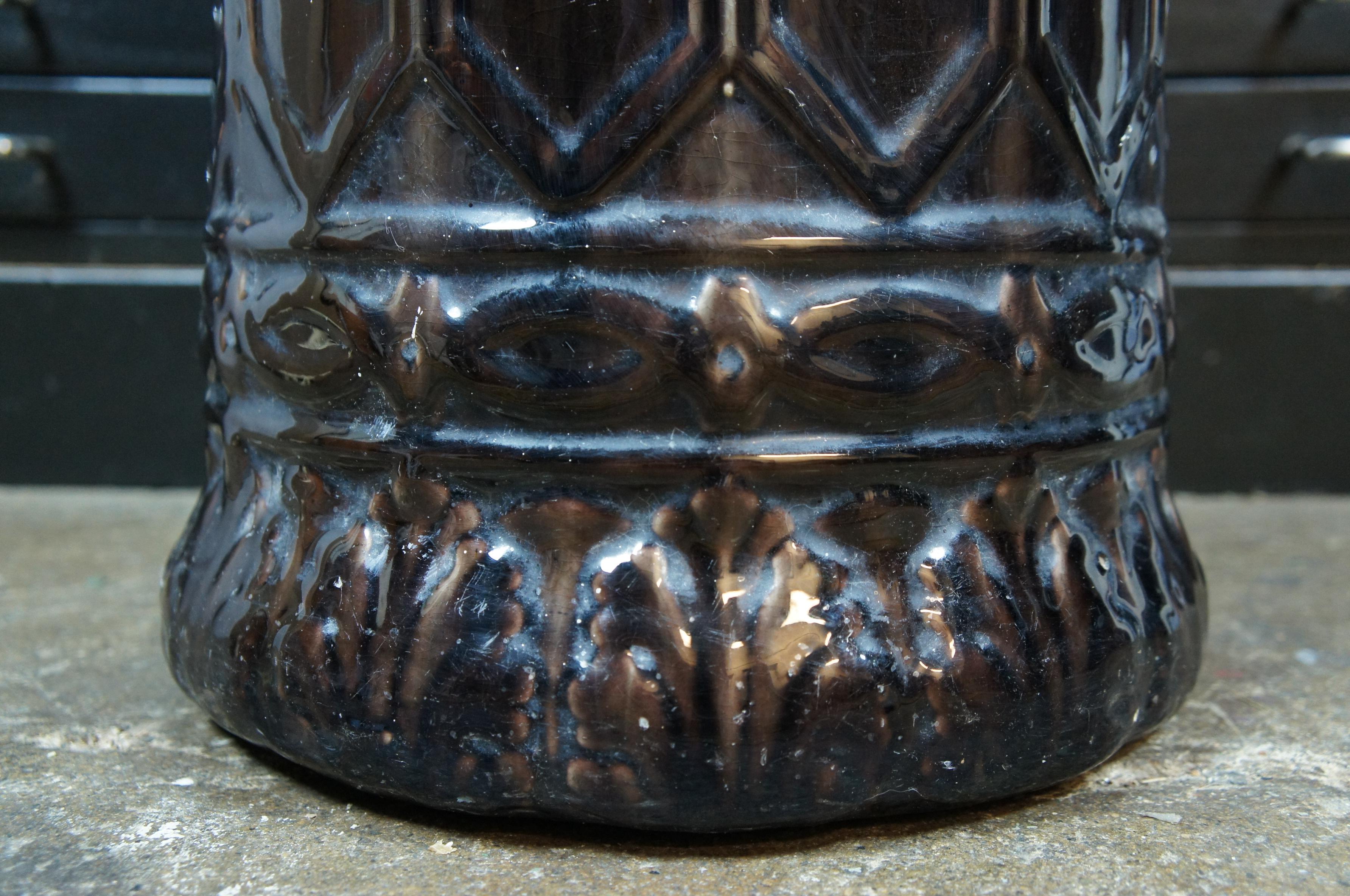 Antiquité Brush McCoy Vert Brown Glaze Majolica Pottery Umbrella Cane Stand 23