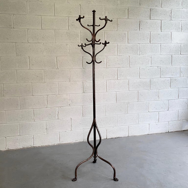 Antique Brushed Steel and Cast Iron Coat Rack at 1stDibs
