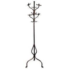 Antique Brushed Steel and Cast Iron Coat Rack