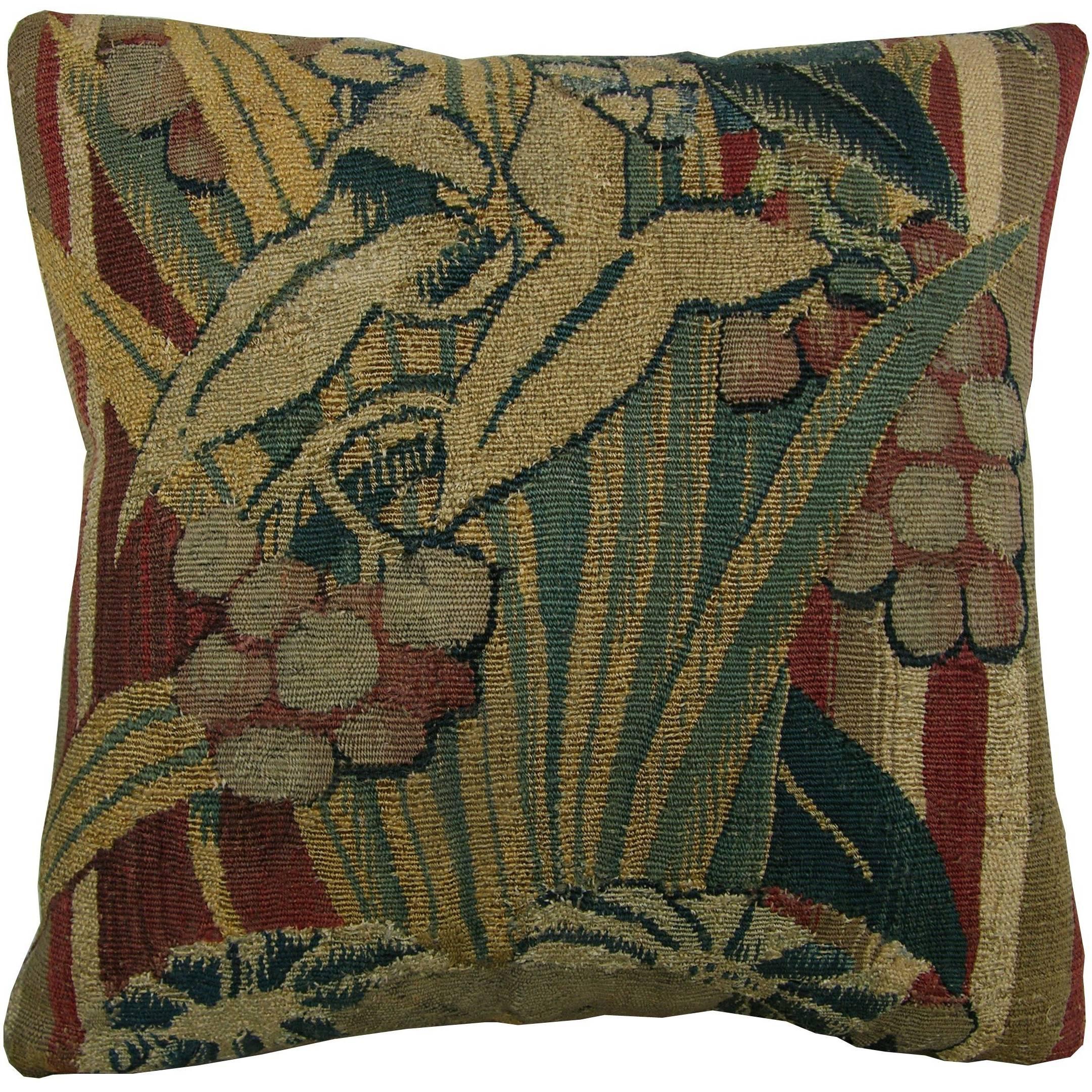 Antique Brussels Baroque Tapestry Pillow circa 16th Century 1434p