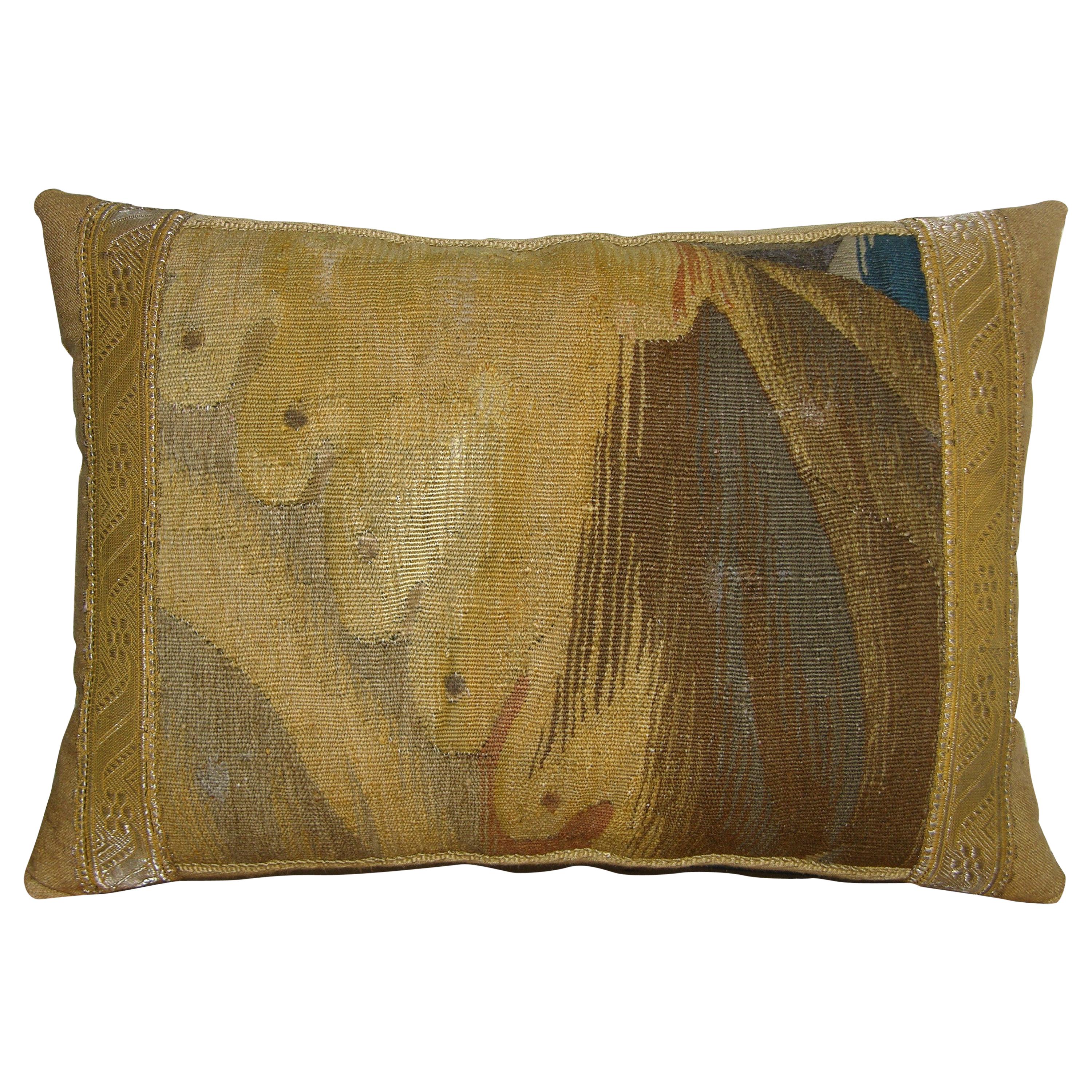 Antique Brussels Tapestry Pillow circa 1650 1732p  