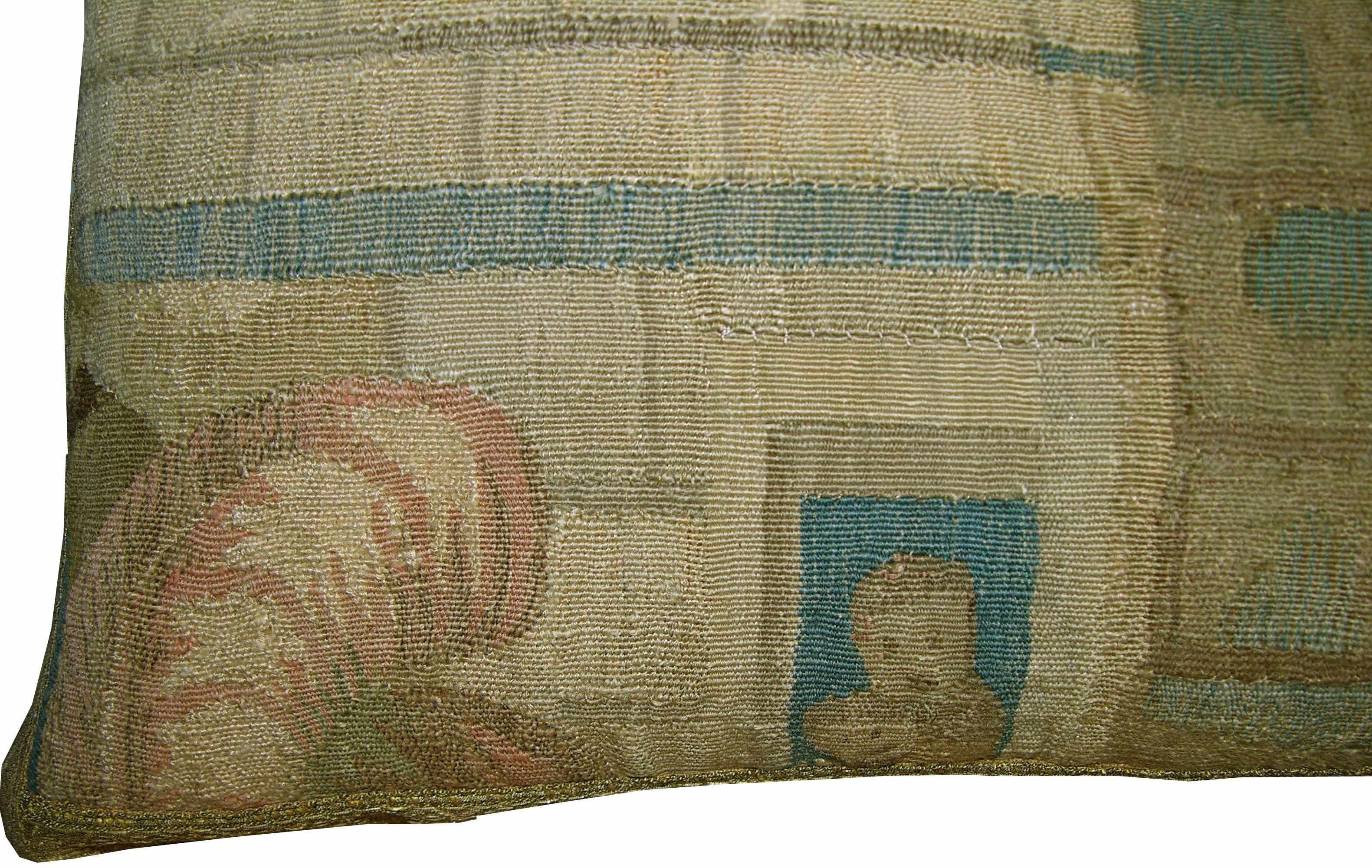Antique Brussels tapestry pillow circa 17th century 1766p.