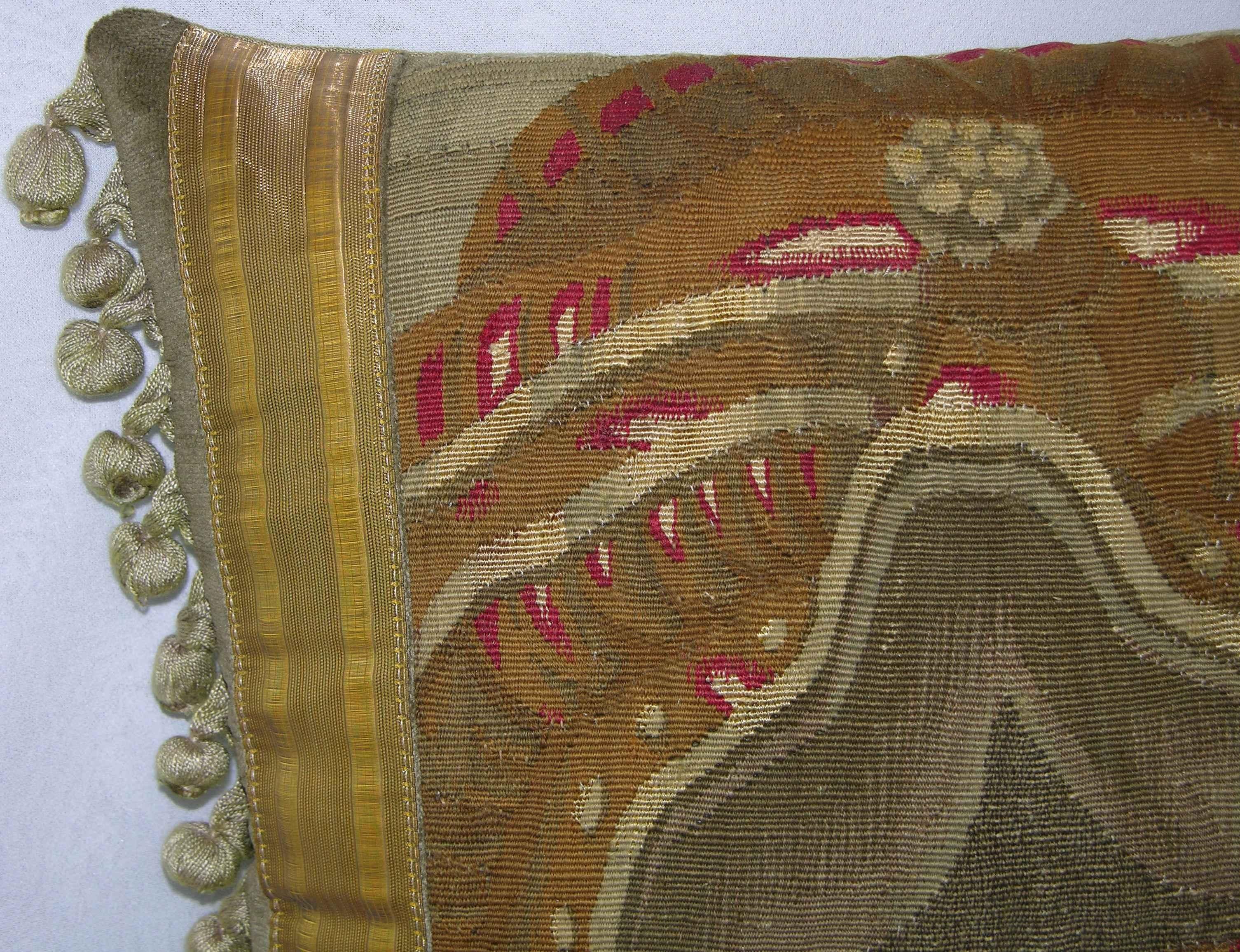Antique brussels tapestry pillow circa 17th century 1775p.