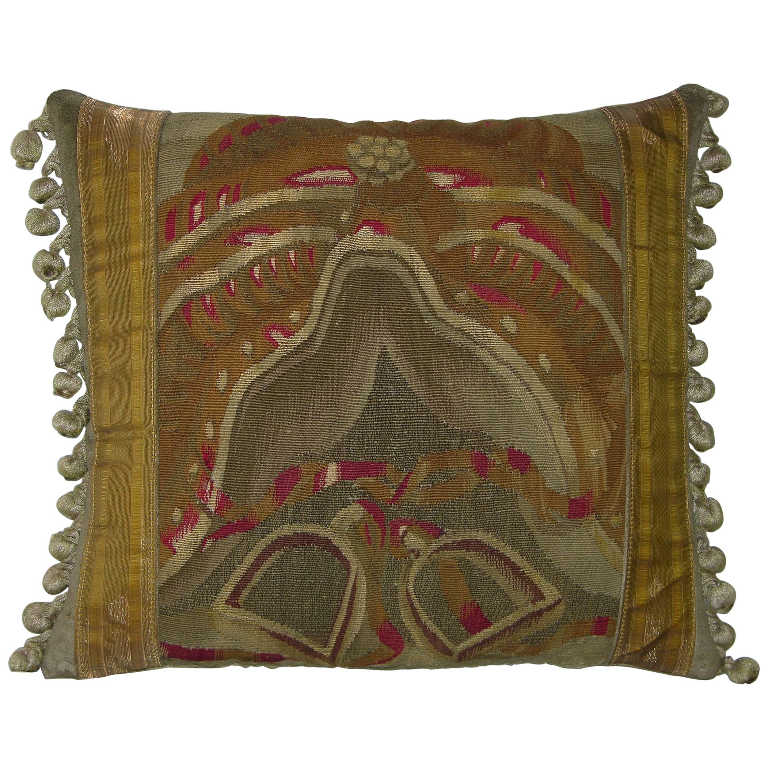 Antique Brussels Tapestry Pillow circa 17th Century, 1775p For Sale