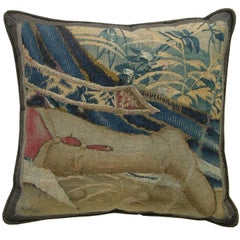 Antique Brussels Tapestry Pillow, circa 17th Century 989p