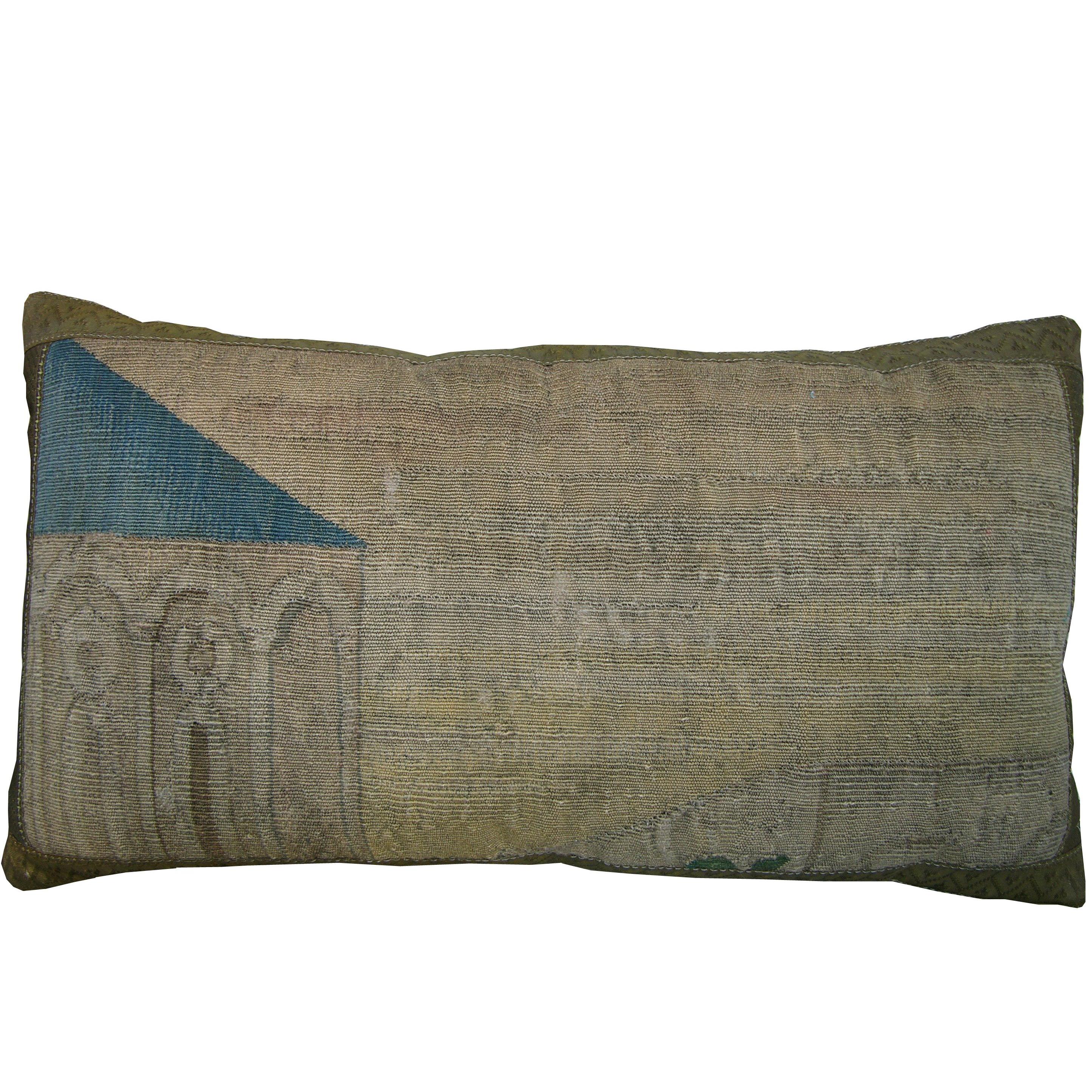 Antique Brussels Tapestry Pillow, circa 17th Century