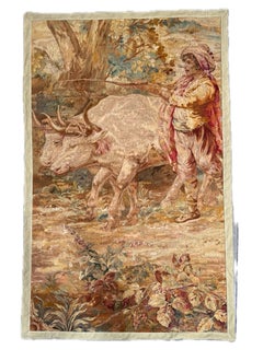 Antique Brussels Verdure Tapestry with Rustic Farming Scene, 17th Century