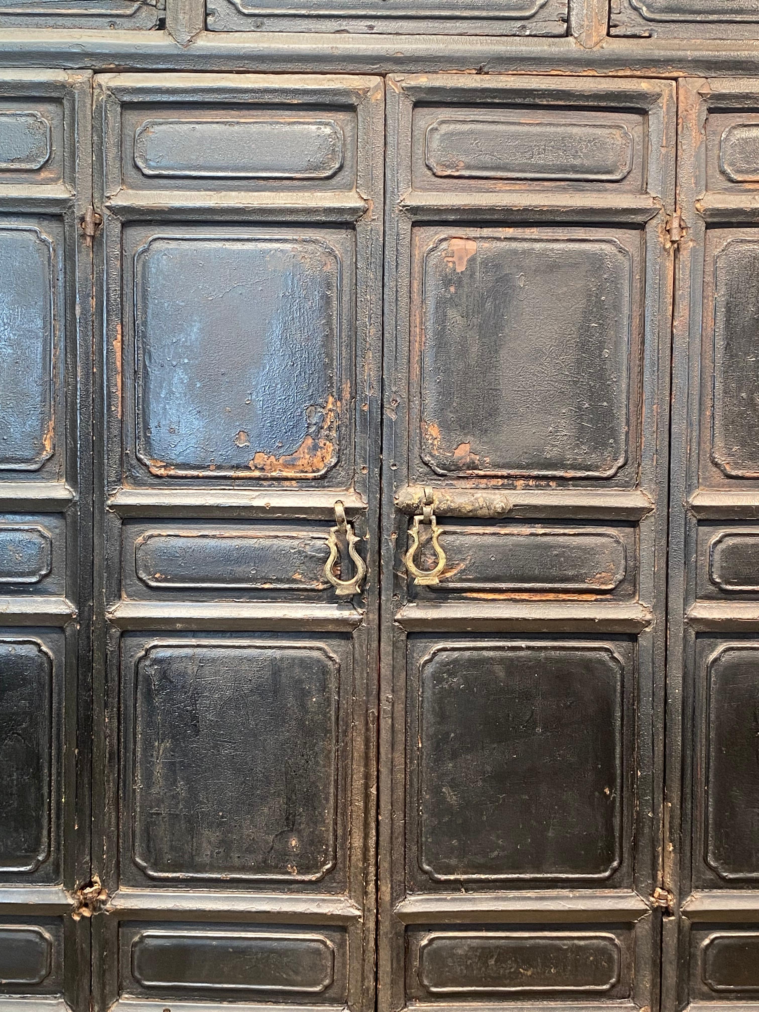Patinated Antique Brutalist Chinese Cabinet For Sale