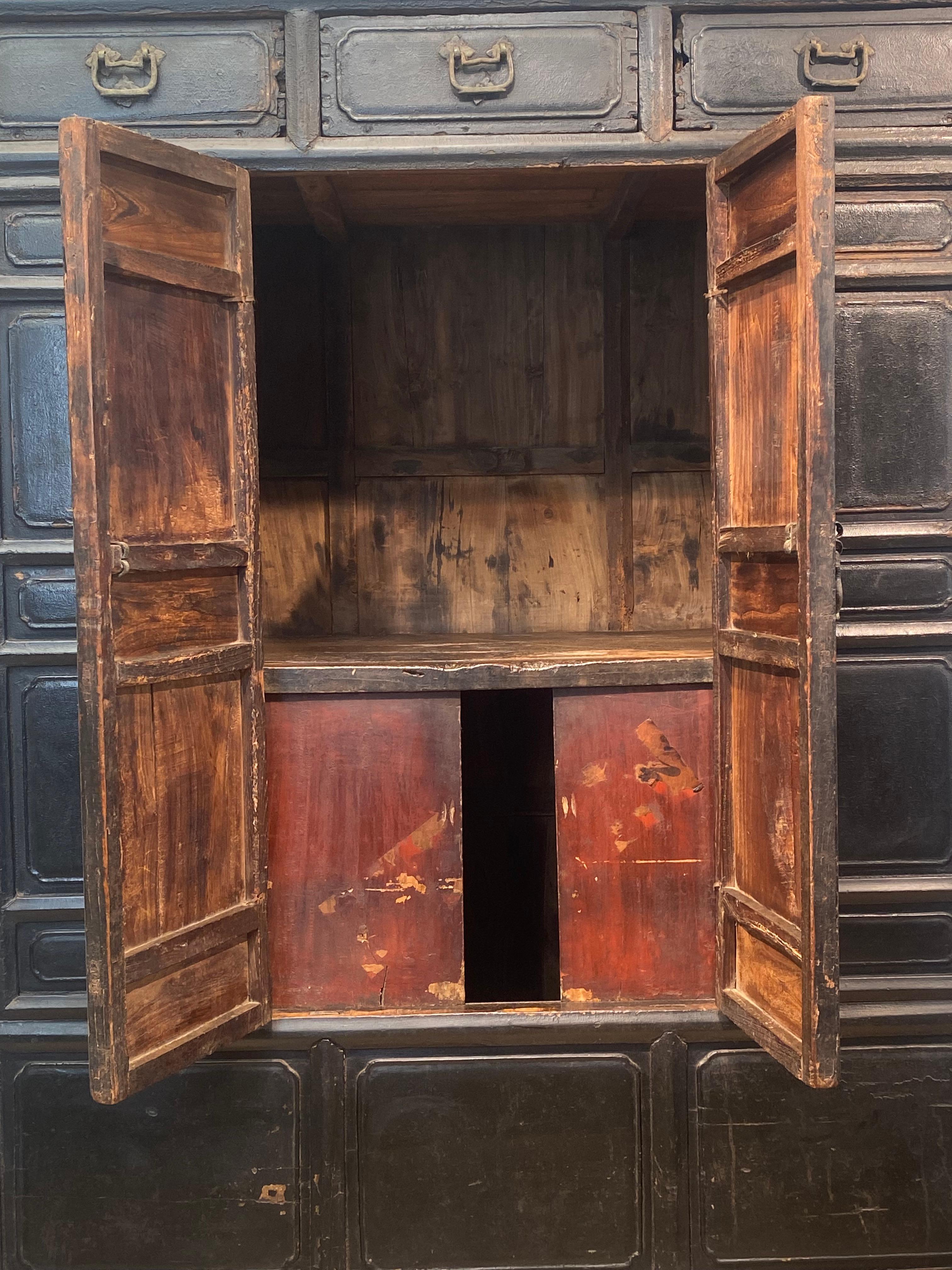 Mid-19th Century Antique Brutalist Chinese Cabinet For Sale