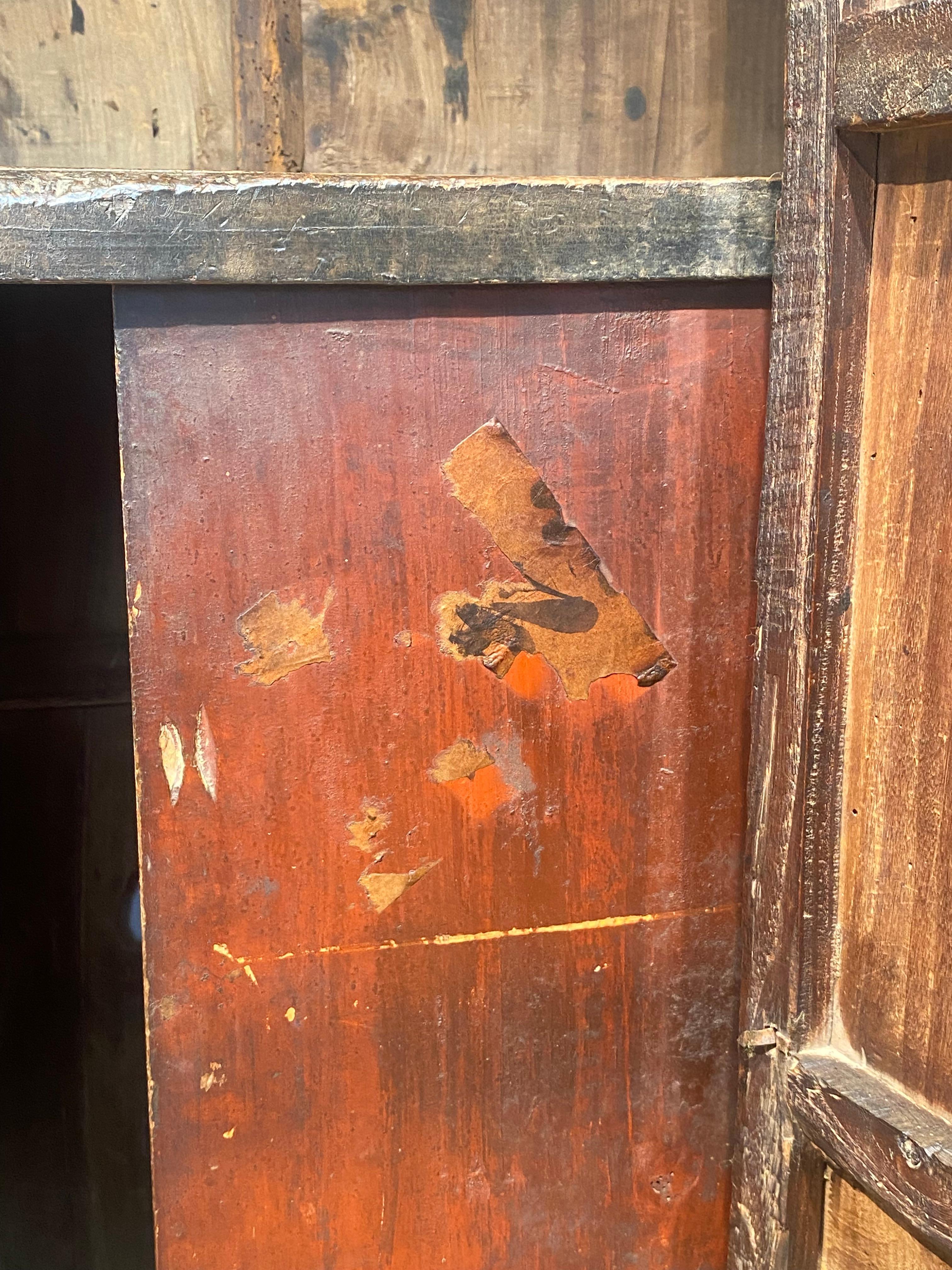 Elm Antique Brutalist Chinese Cabinet For Sale