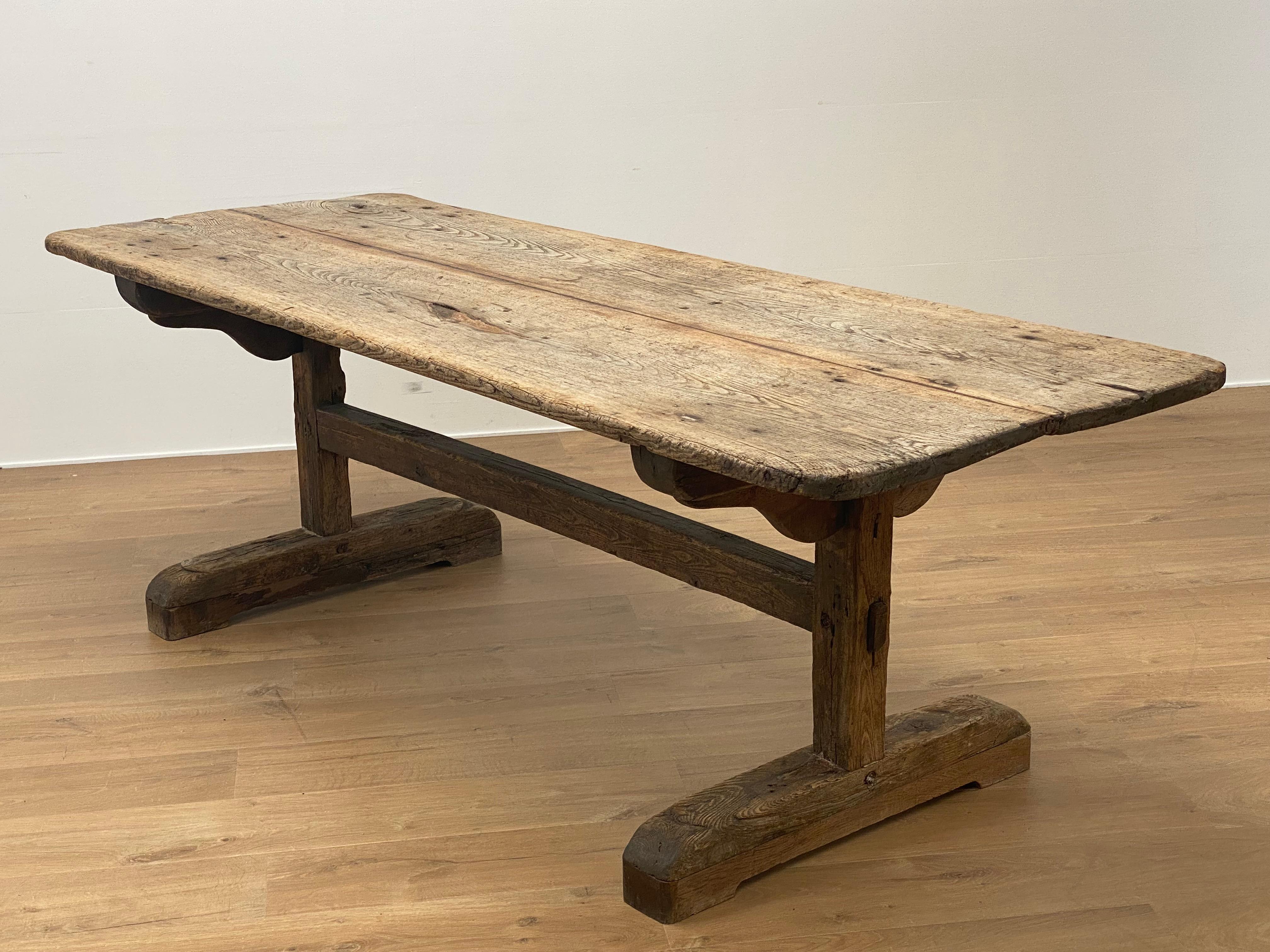 Antique, Brutalist French Farm Table For Sale 5