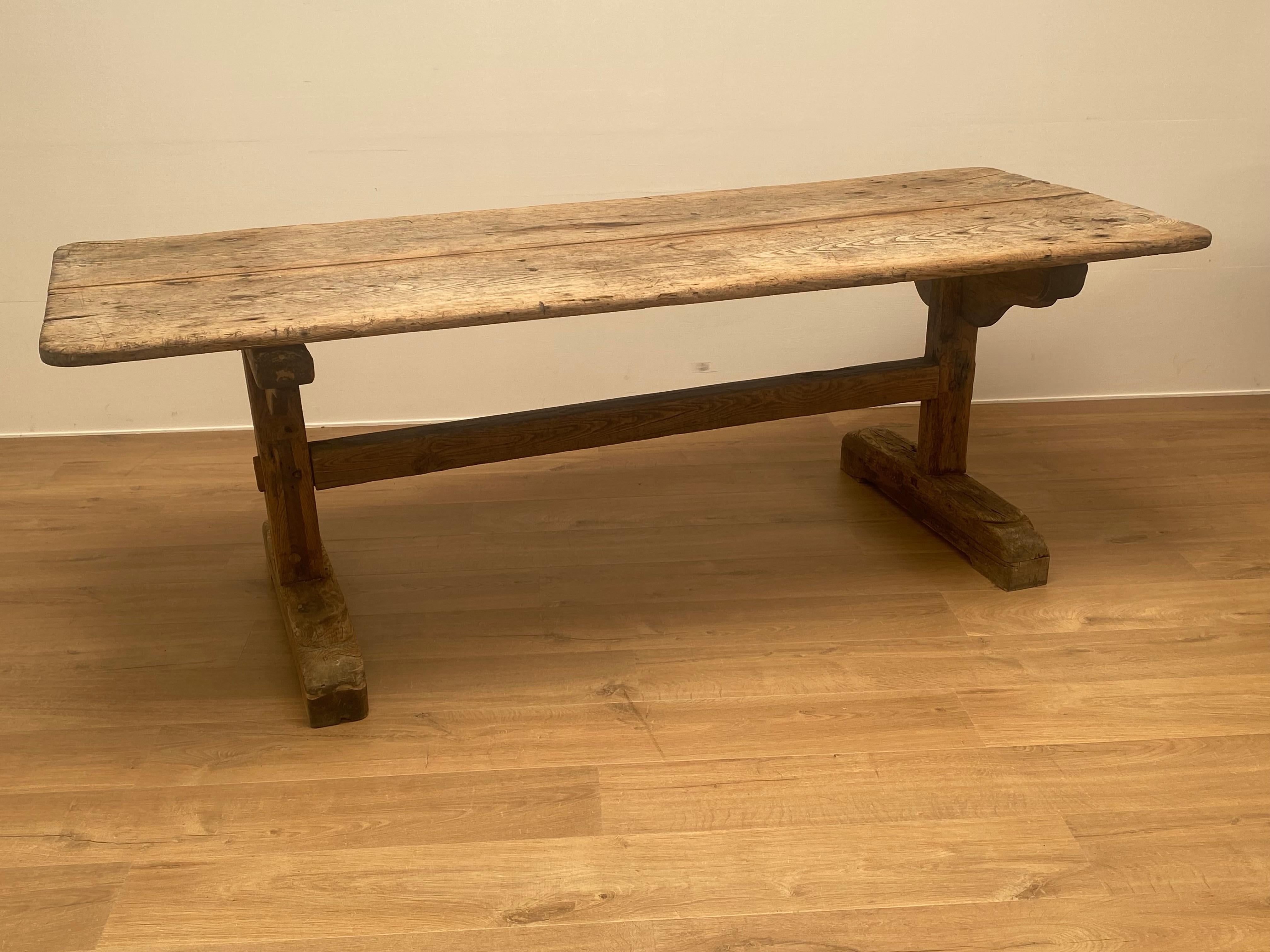 Antique, Brutalist French Farm Table For Sale 6