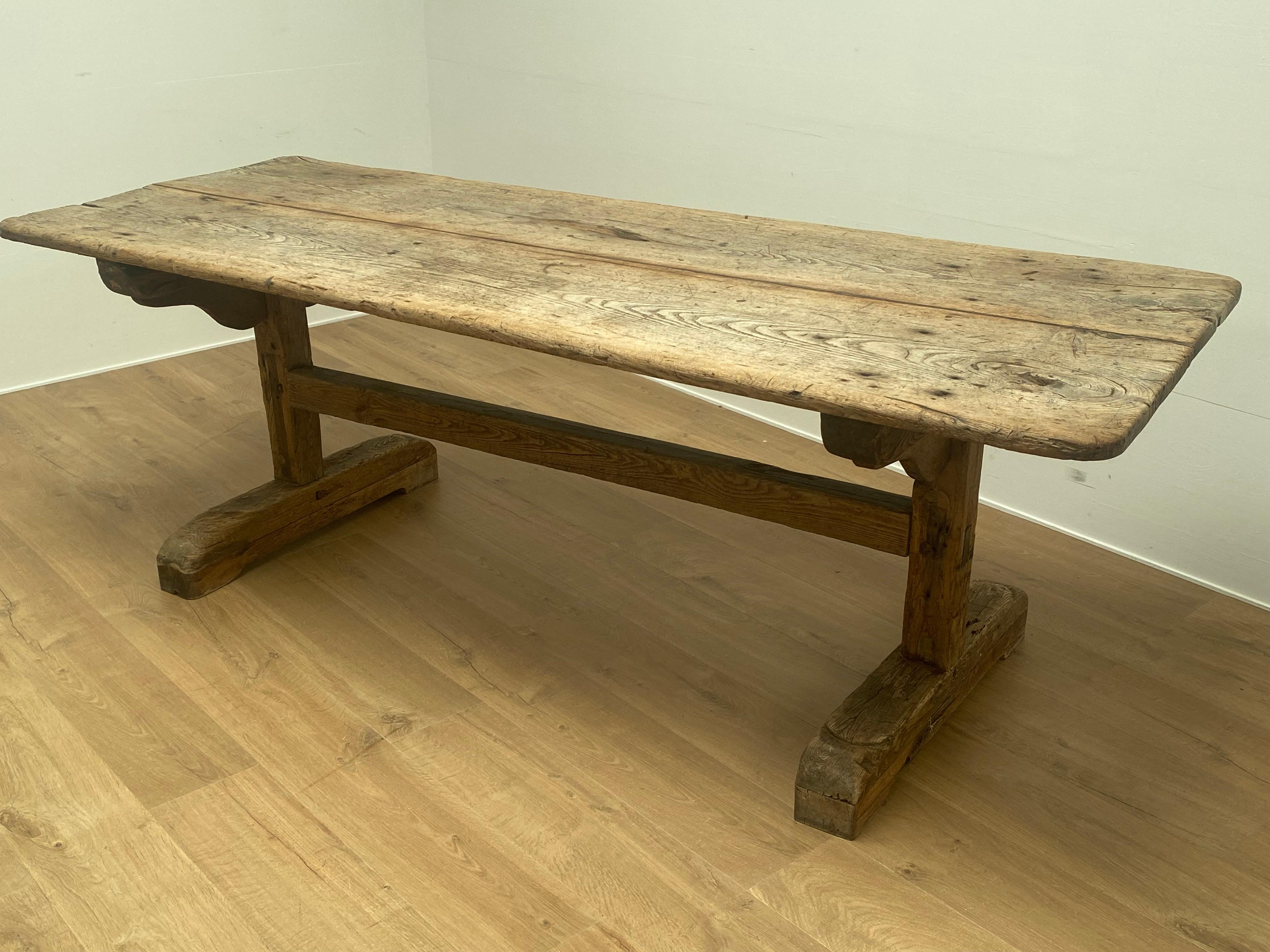 Antique, Brutalist French Farm Table For Sale 11