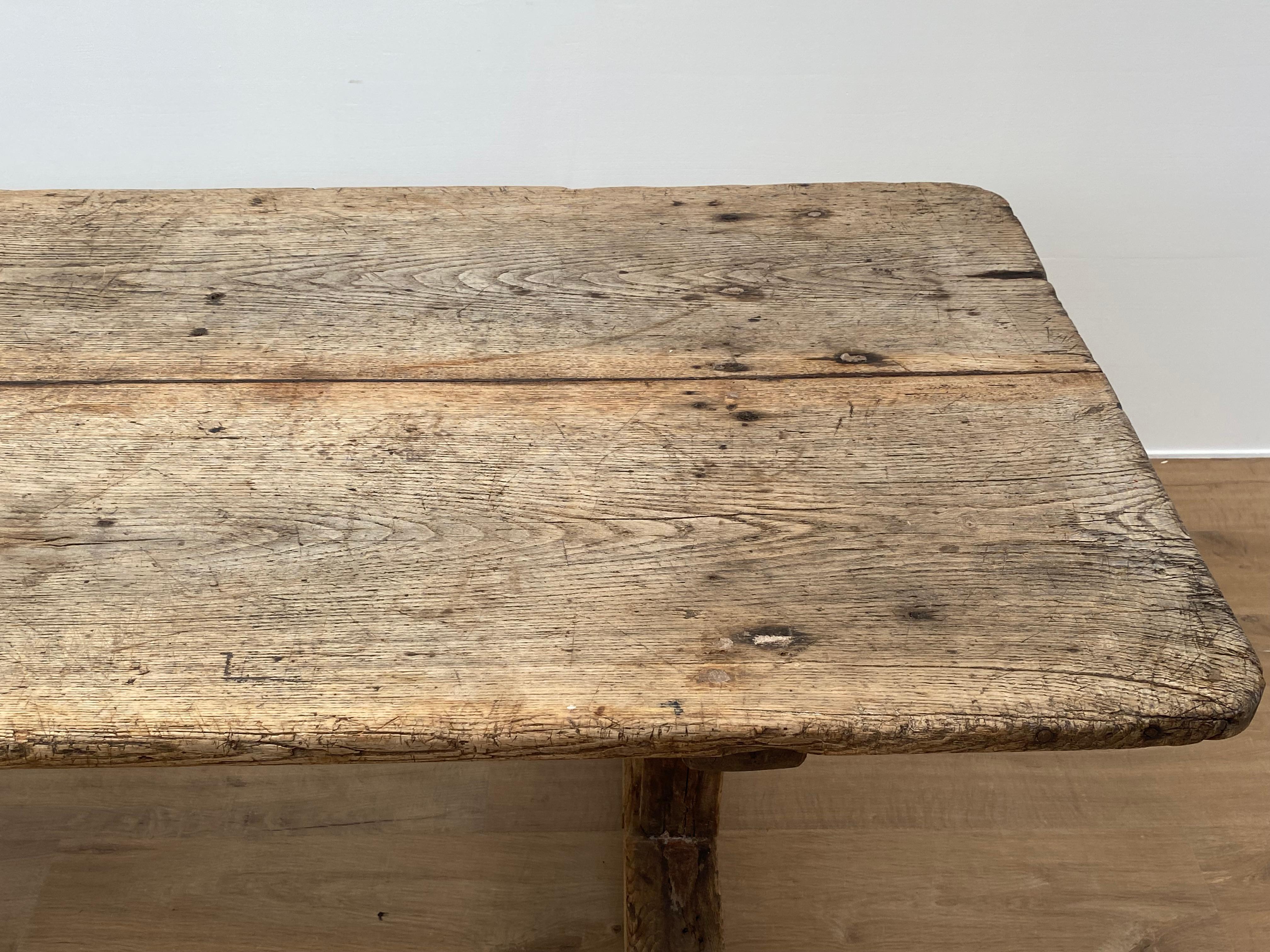 Oak Antique, Brutalist French Farm Table For Sale