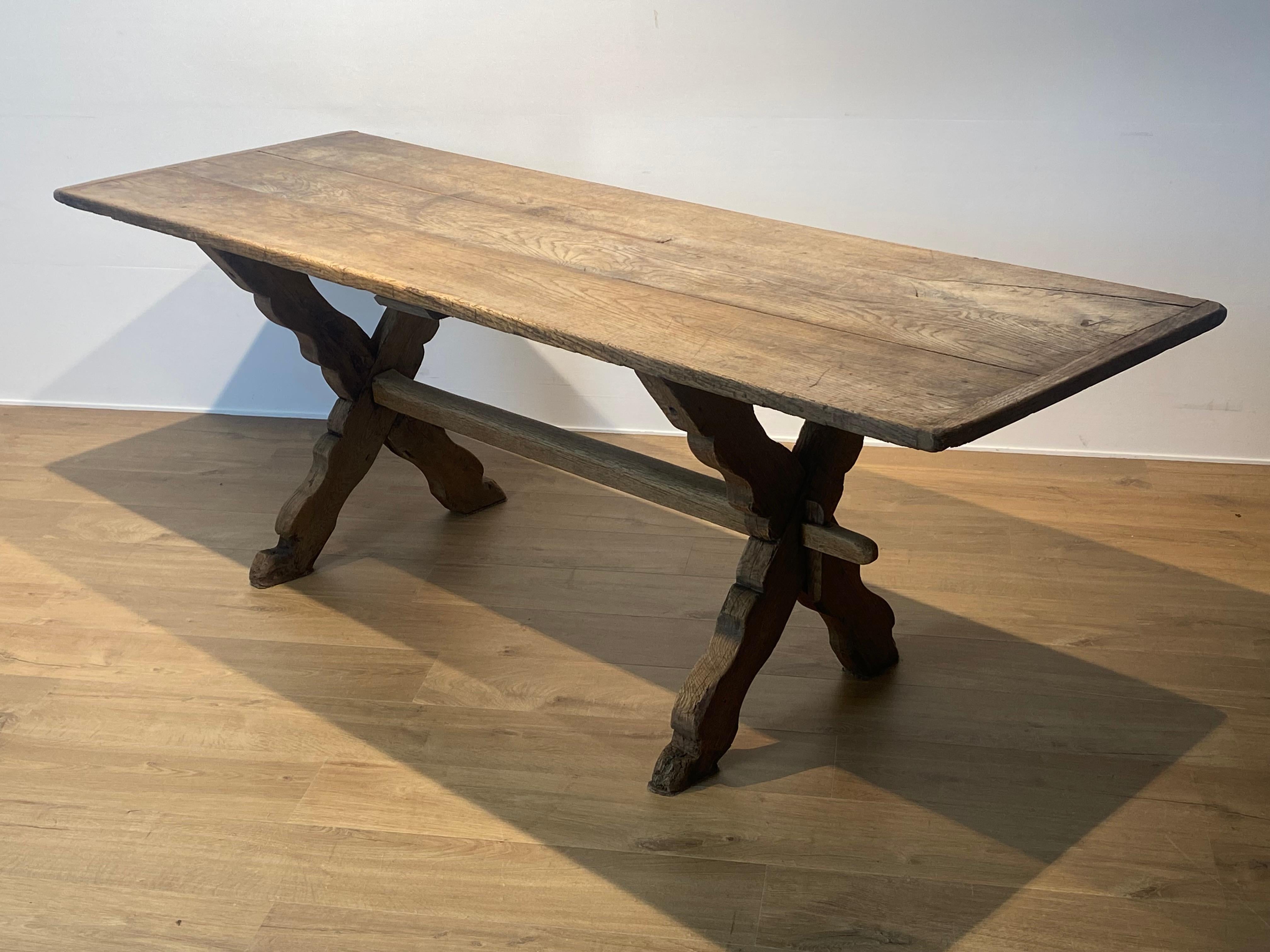 Antique Brutalist French Farmers Table For Sale 8