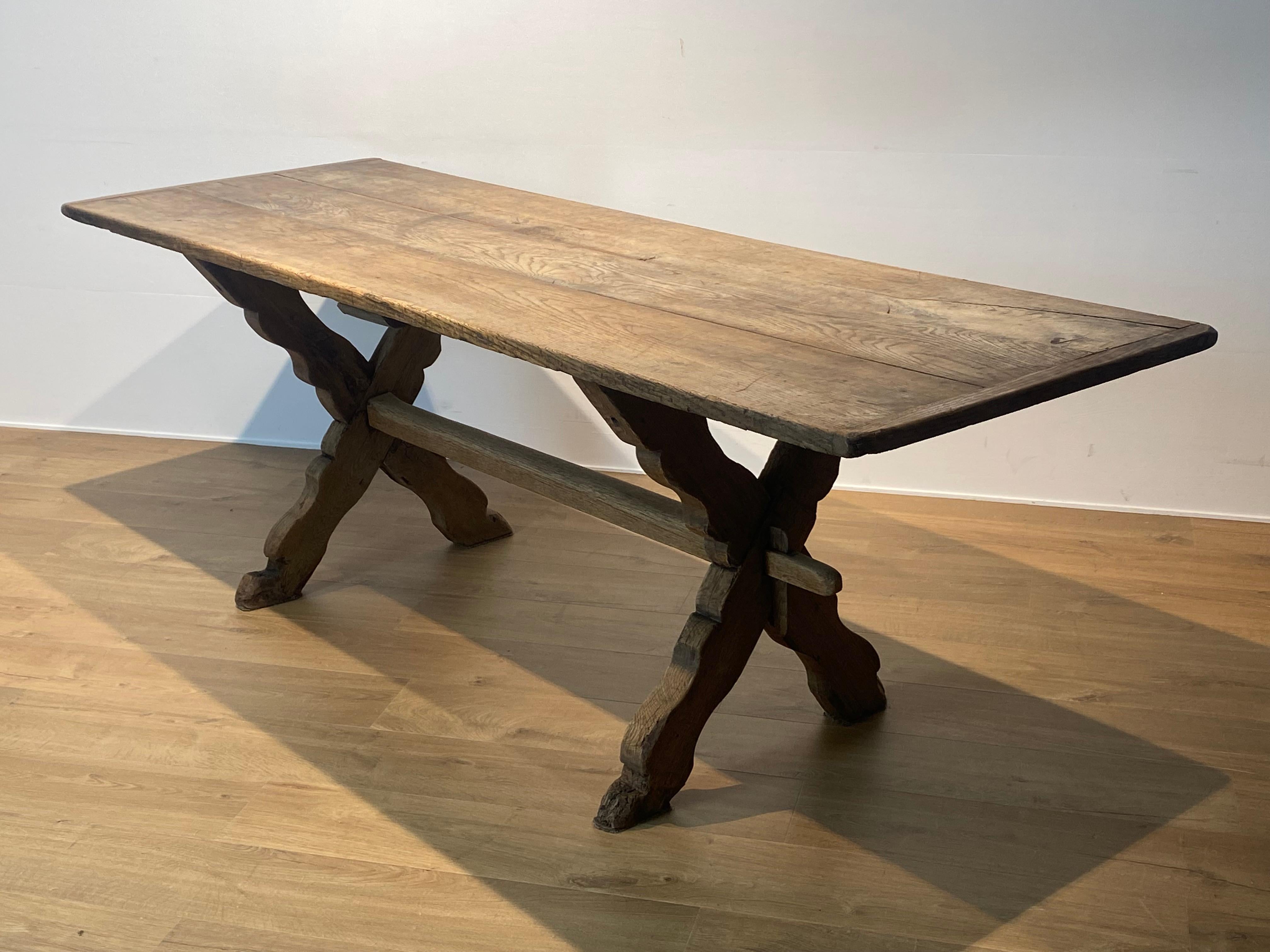 Antique Brutalist French Farmers Table For Sale 11