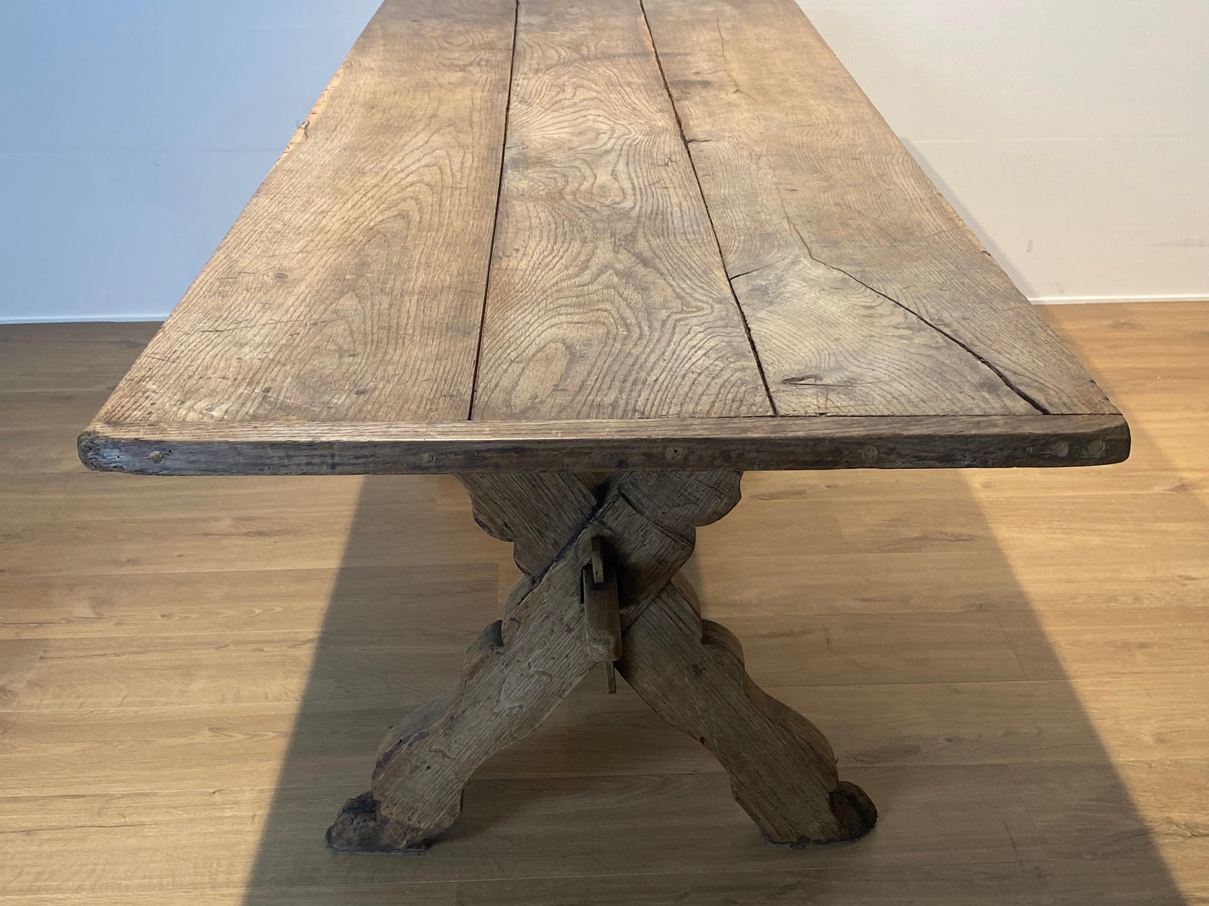 Antique Brutalist French Farmers Table For Sale 3