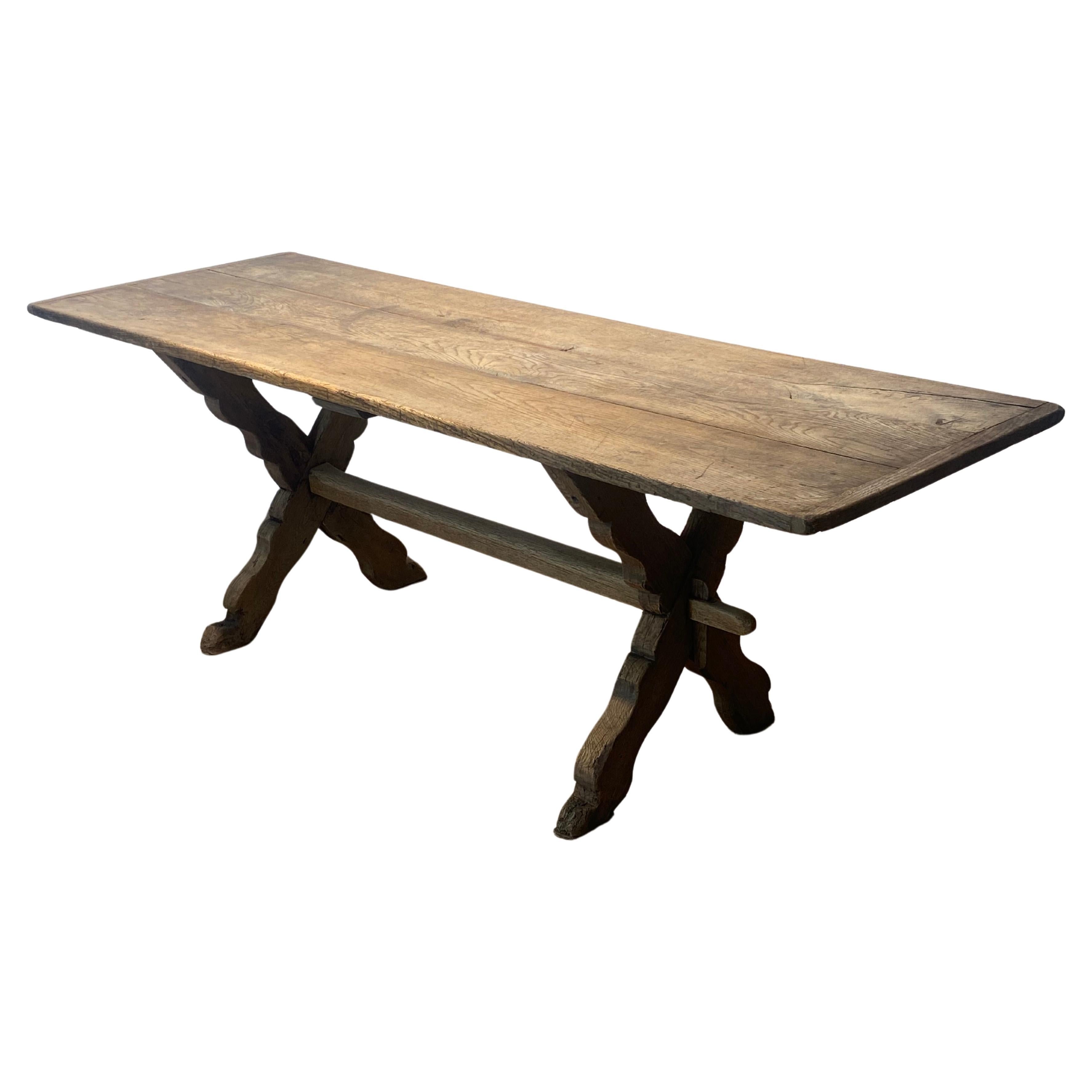 Ancienne table de fermier française brutaliste