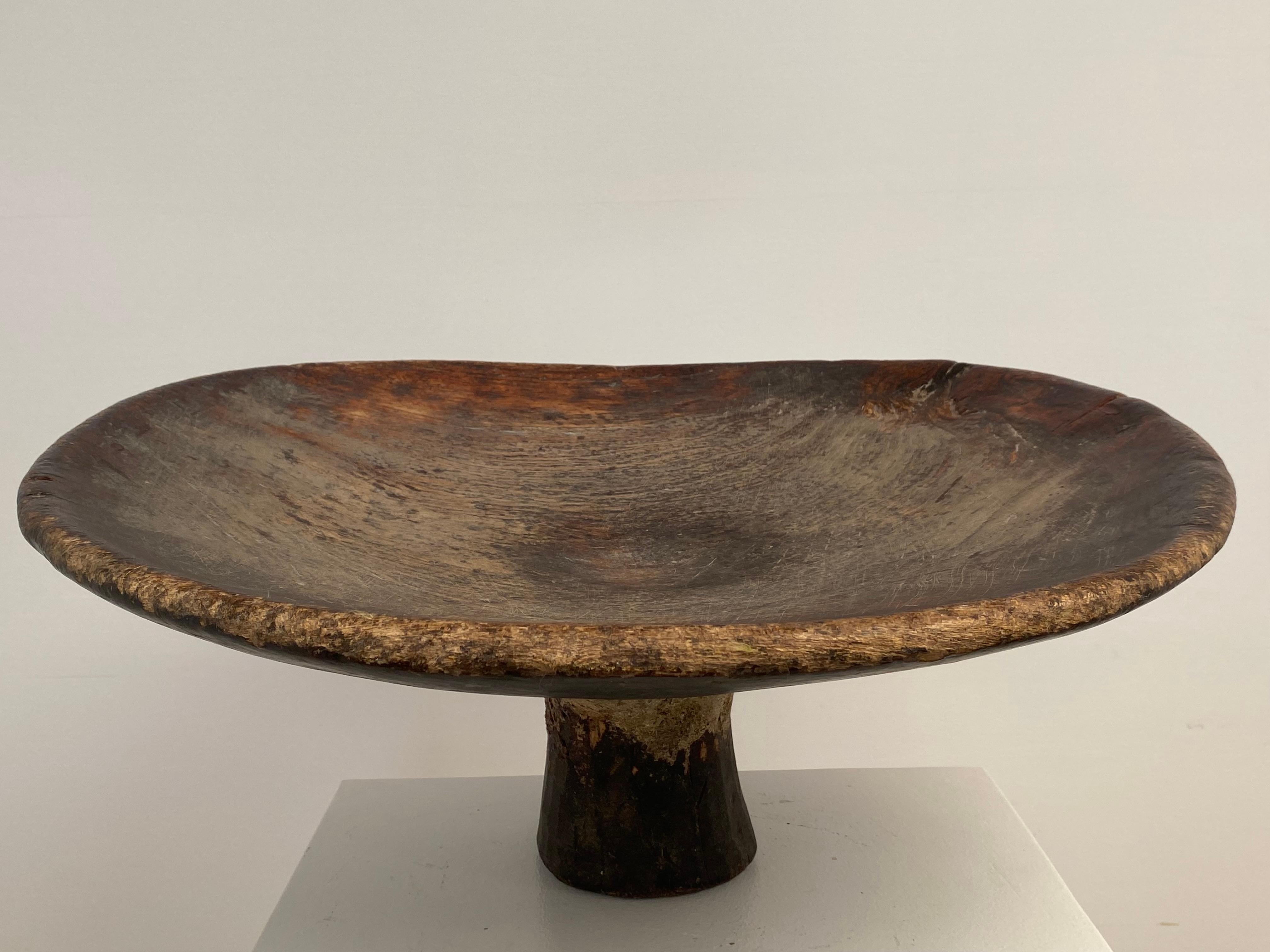 Moroccan Antique, Brutalist Wooden Berber Tazza For Sale