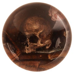 Used bubble glass paper weight, with vanitas Memento Mori, Italy 1850. 