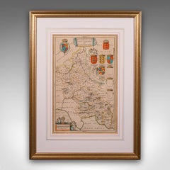 Antique Buckinghamshire Map, English, Framed 17th Century County Cartography