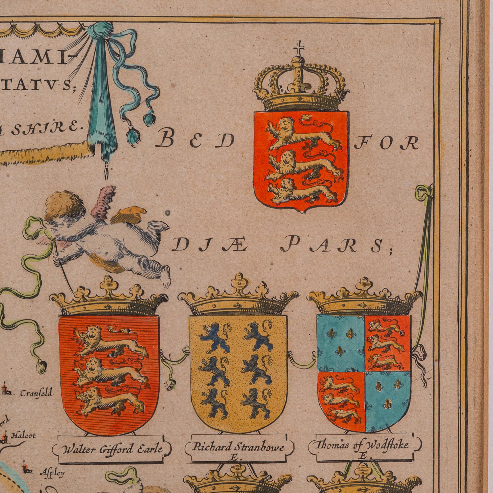 Antiguo Mapa de Buckinghamshire, Inglés, Enmarcado Cartografía del Condado del Siglo XVII Vidrio en venta
