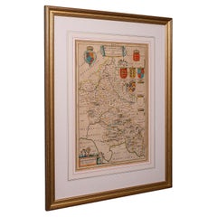 Antique Buckinghamshire Map, English, Framed 17th Century County Cartography