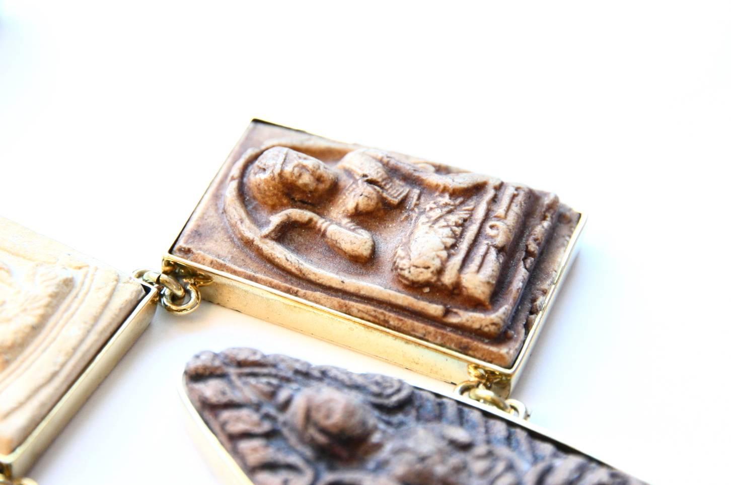 Artist Antique Buddha Amulet Terracotta Bronze Necklace For Sale