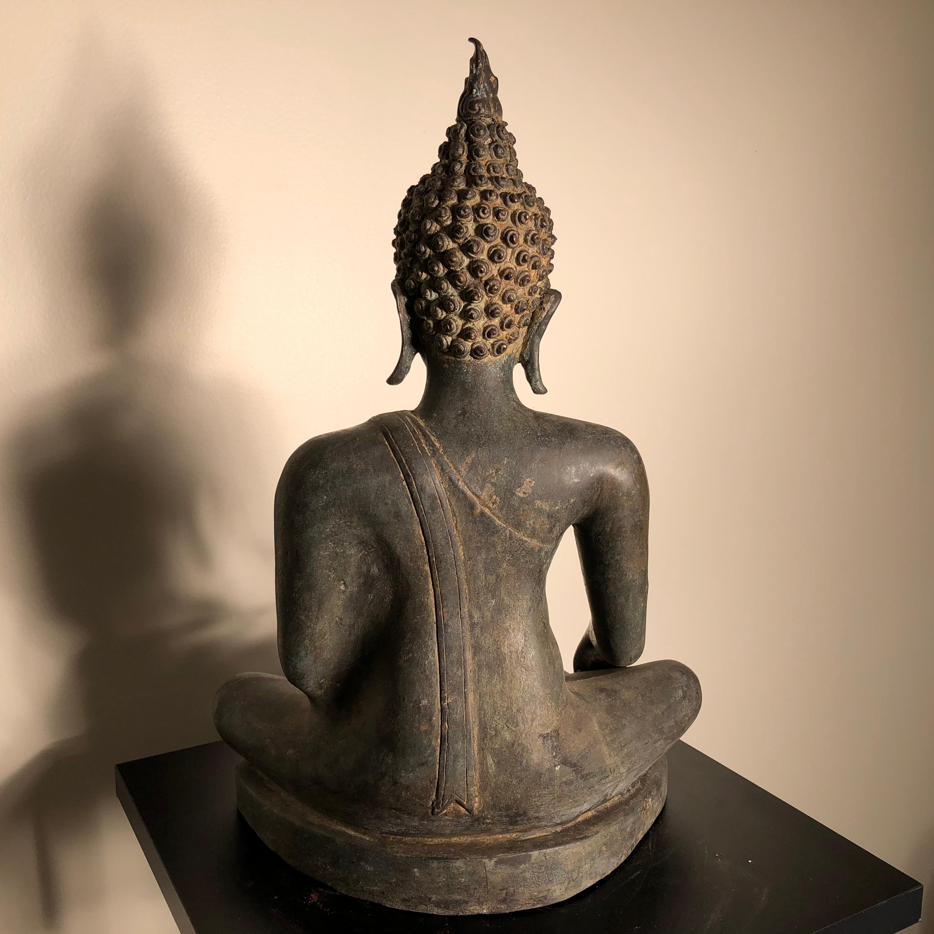 Antique Buddha Calling Earth to Witness, Hand Cast Thai Bronze 19th Century,  7