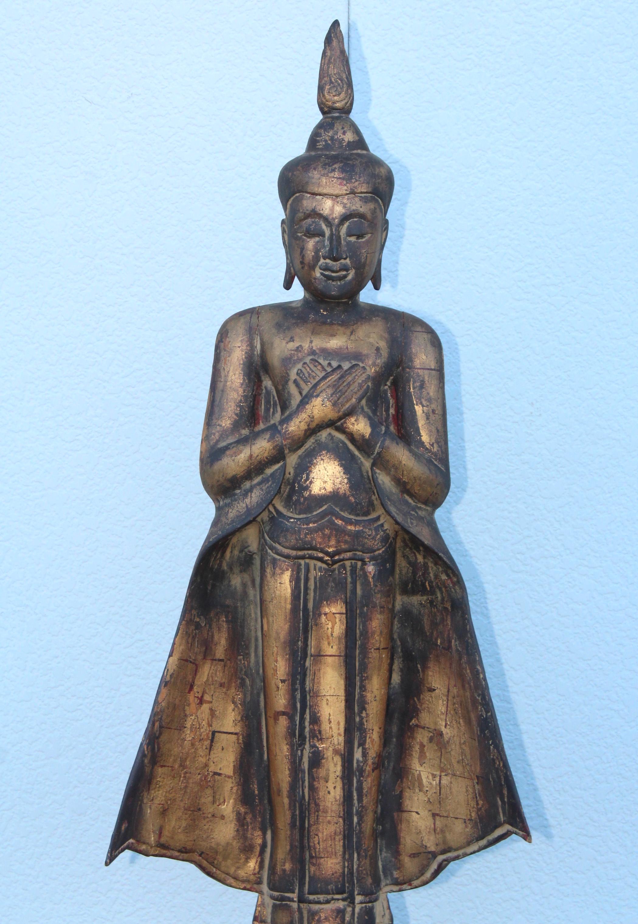 Antique Buddha Standing Sculpture In Good Condition For Sale In New York, NY