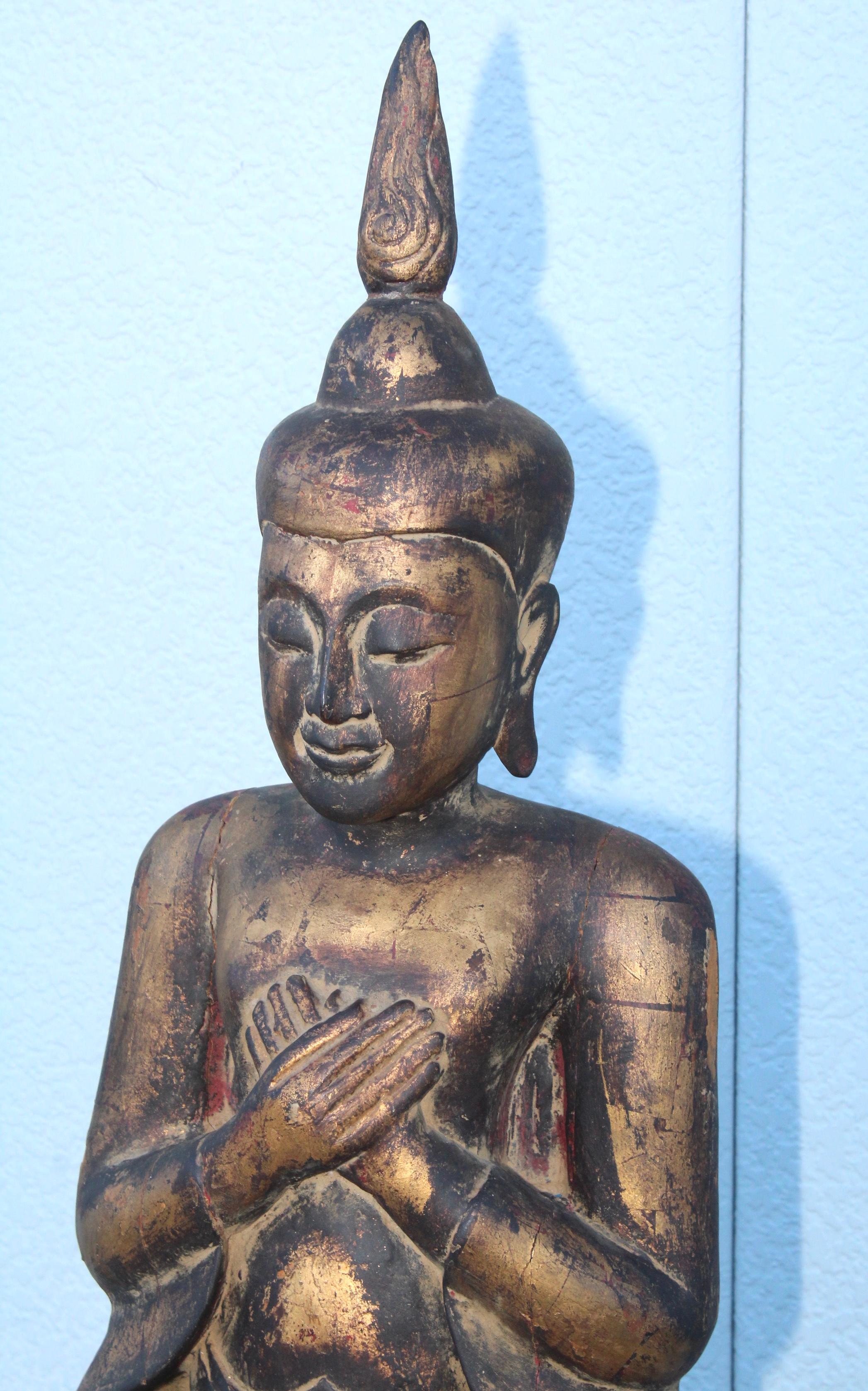 19th Century Antique Buddha Standing Sculpture For Sale