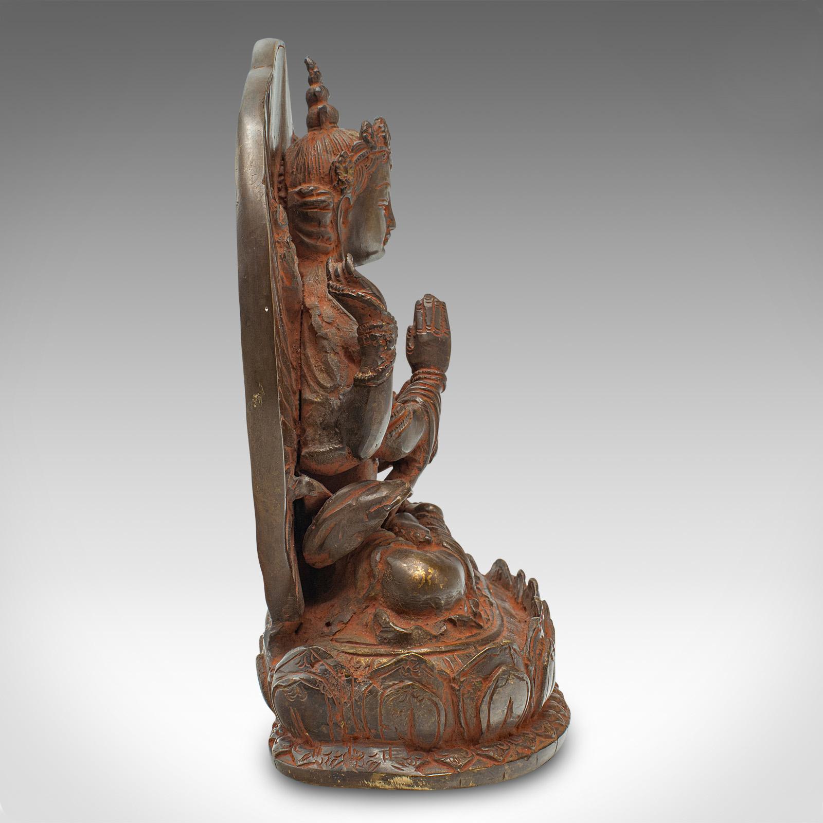 Late Victorian Antique Buddhist Avalokiteshvara Figure, Asian, Bronze Deity, Icon, Victorian For Sale