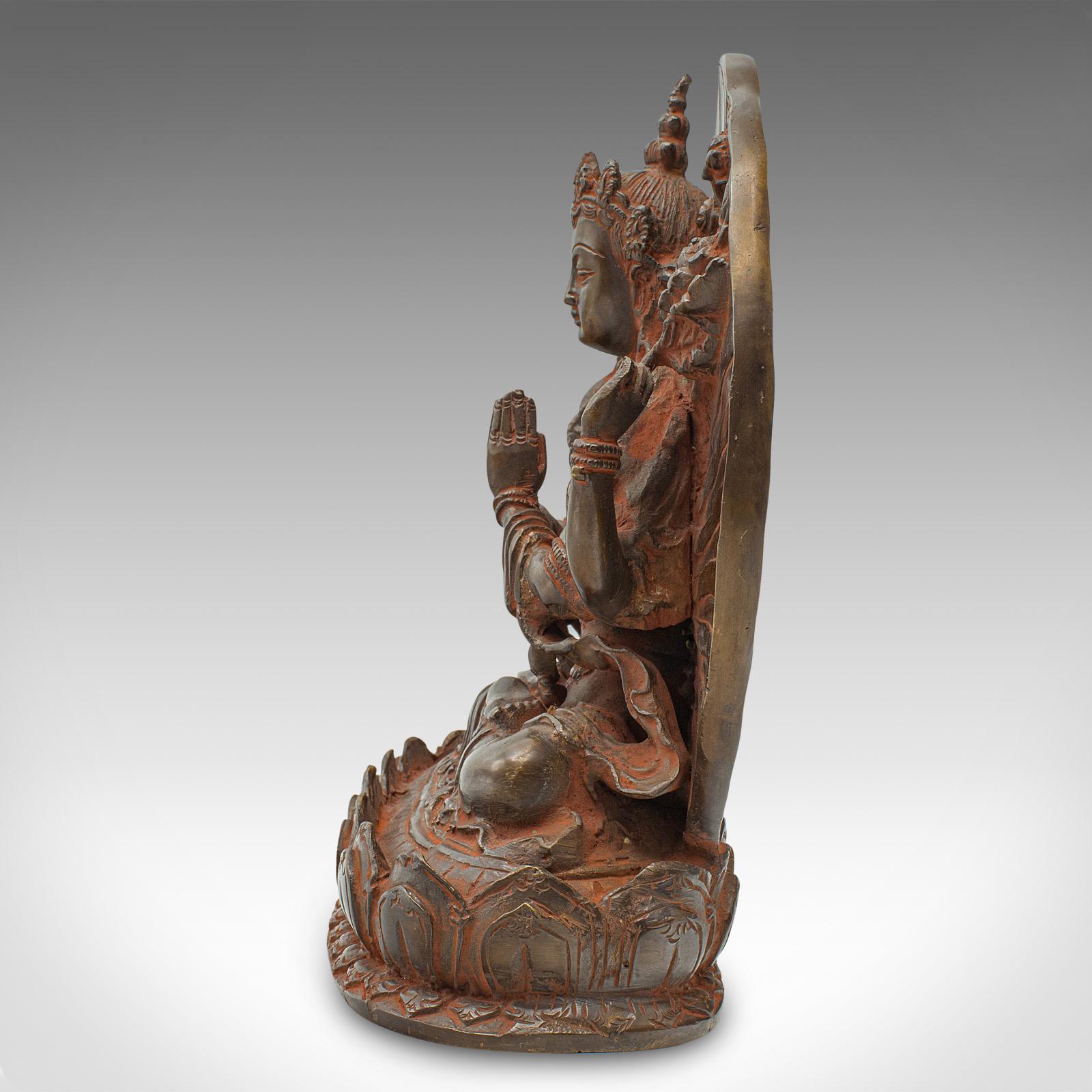 Antique Buddhist Avalokiteshvara Figure, Asian, Bronze Deity, Icon, Victorian In Good Condition For Sale In Hele, Devon, GB