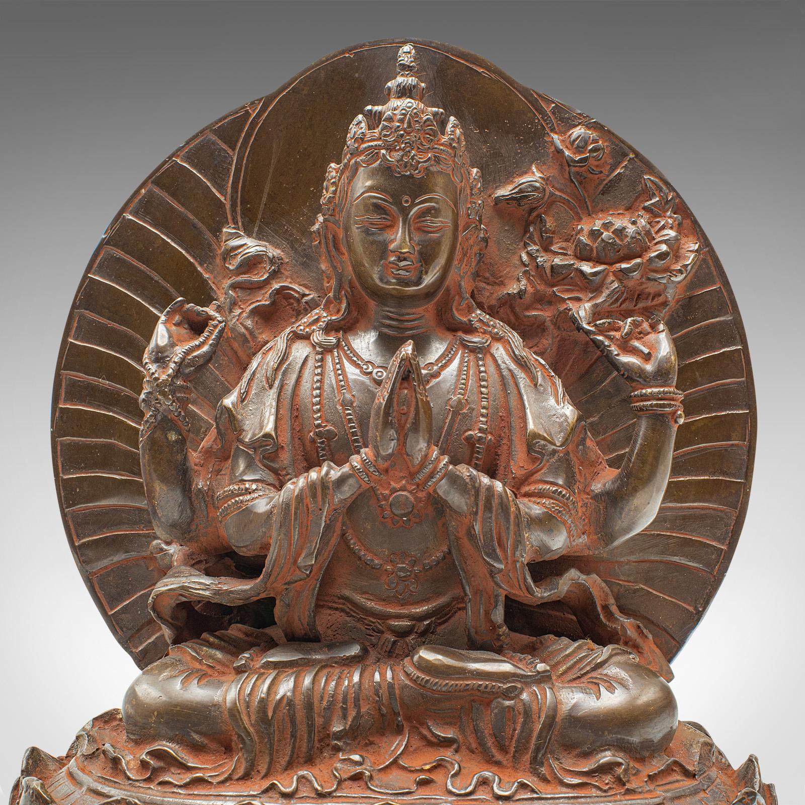 Antique Buddhist Avalokiteshvara Figure, Asian, Bronze Deity, Icon, Victorian For Sale 1