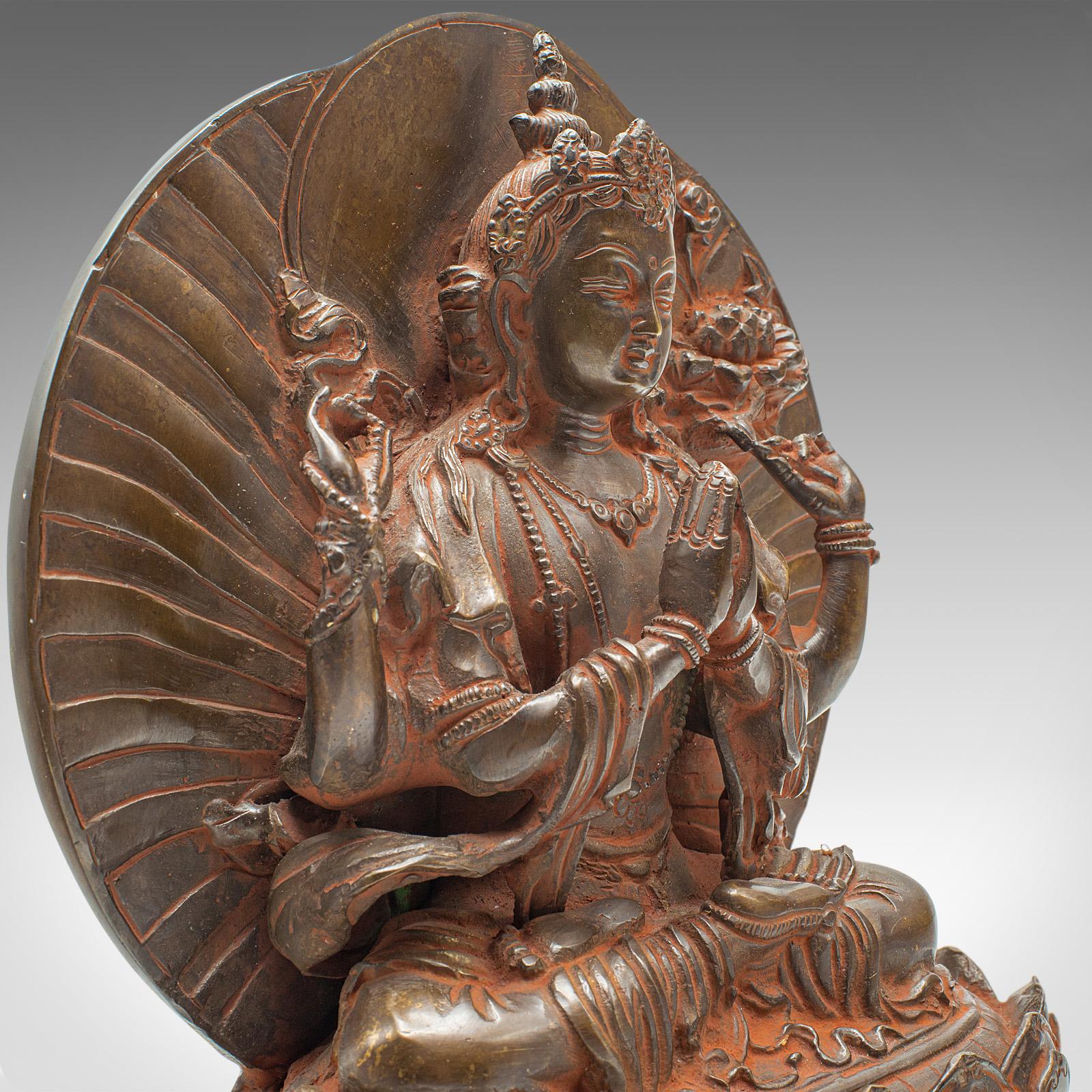Antique Buddhist Avalokiteshvara Figure, Asian, Bronze Deity, Icon, Victorian For Sale 2