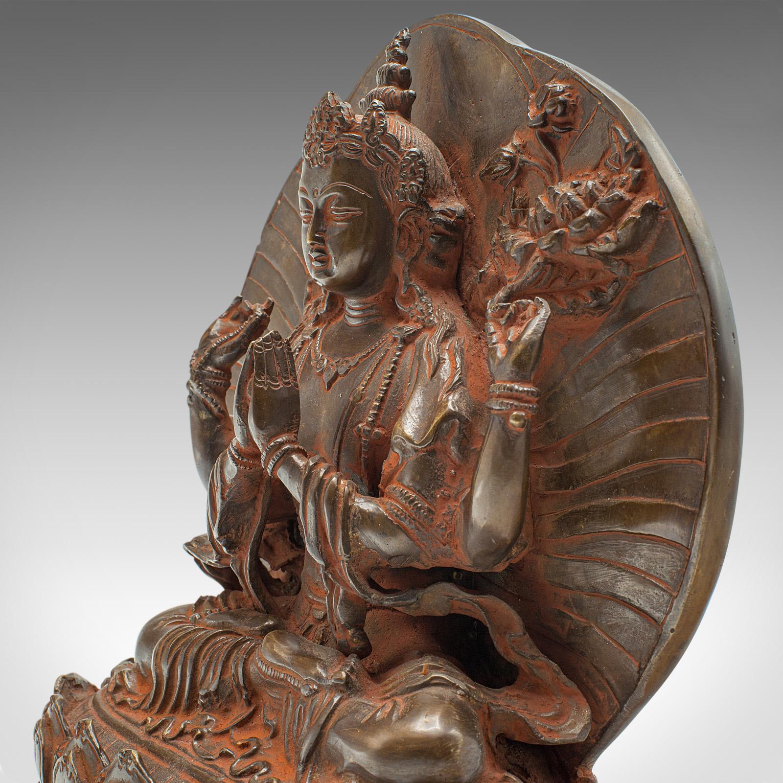 Antique Buddhist Avalokiteshvara Figure, Asian, Bronze Deity, Icon, Victorian For Sale 3