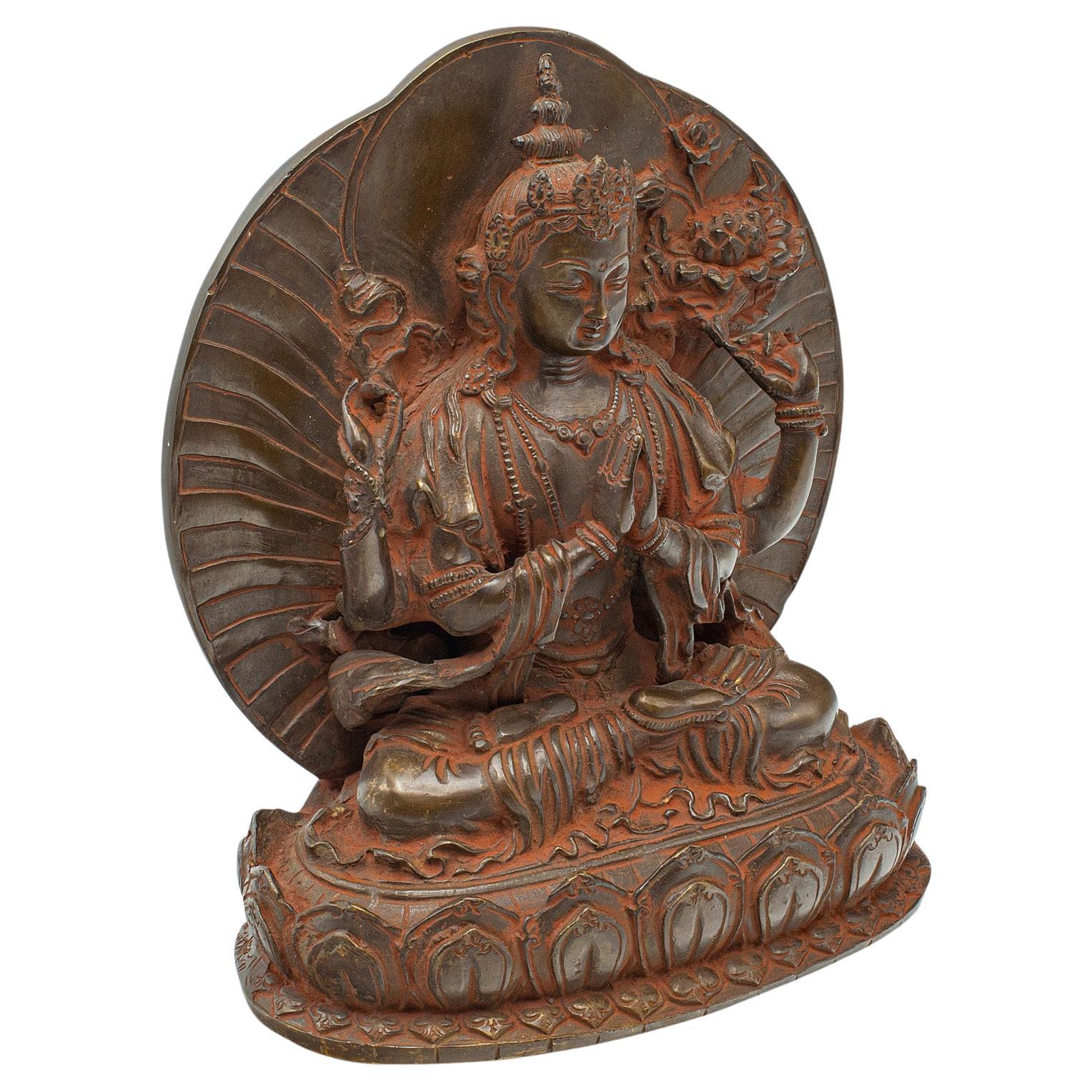 Antique Buddhist Avalokiteshvara Figure, Asian, Bronze Deity, Icon, Victorian