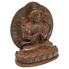 Antique Buddhist Avalokiteshvara Figure, Asian, Bronze Deity, Icon, Victorian