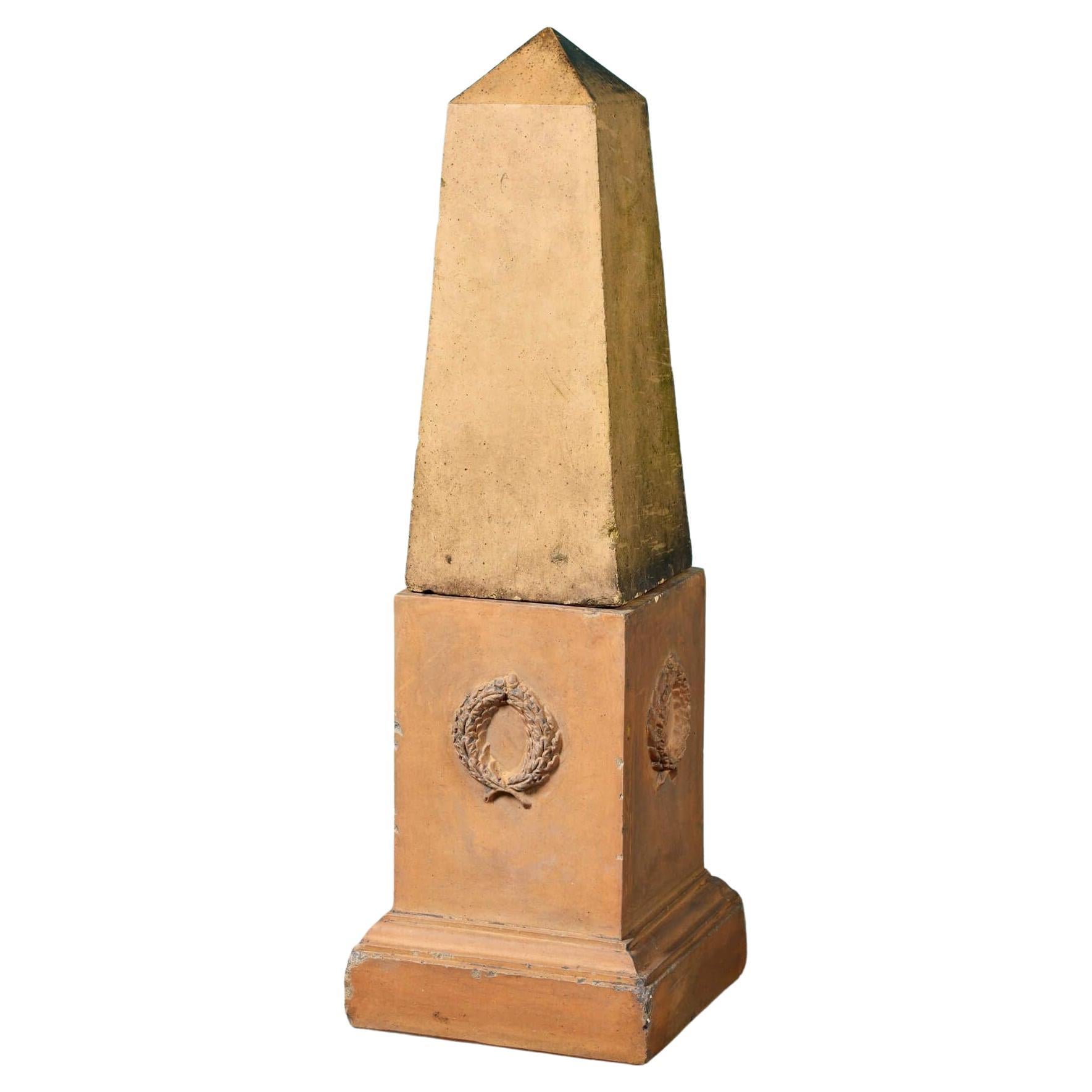 Antique Buff Terracotta Garden Obelisk