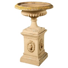 Urna antigua de terracota pulida Tazza sobre pedestal