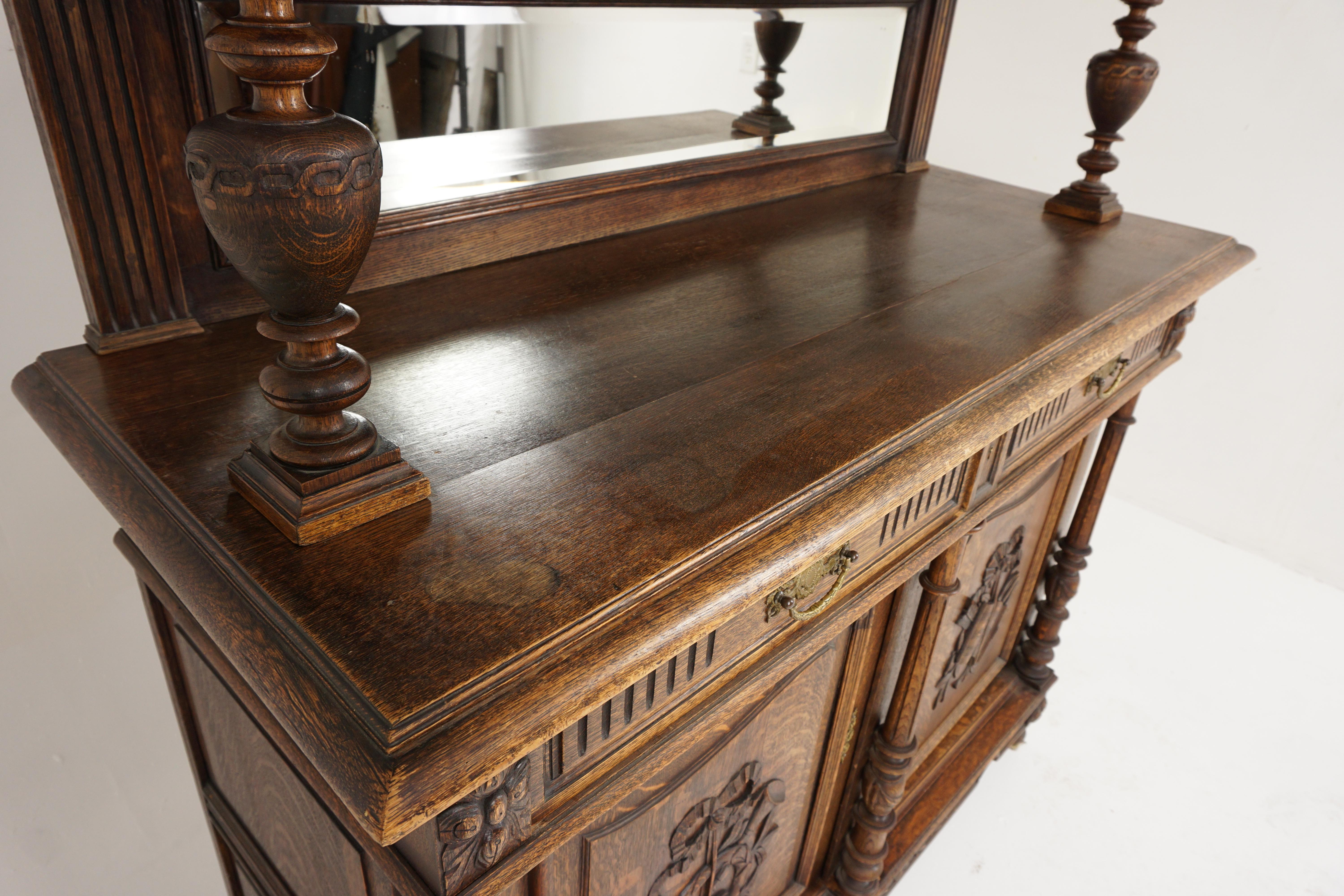 Antique Buffet Hutch, Carved Oak, France, 1890, H044 In Good Condition In Vancouver, BC