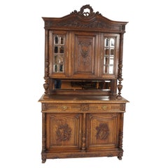 Used Buffet Hutch, Carved Oak, France, 1890