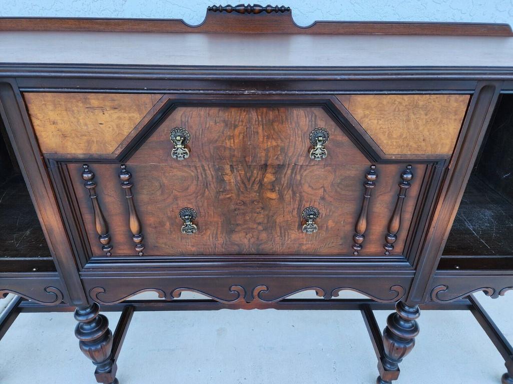 Antique Buffet Sideboard Jacobean Revival Walnut Burled Early 20th Century For Sale 6
