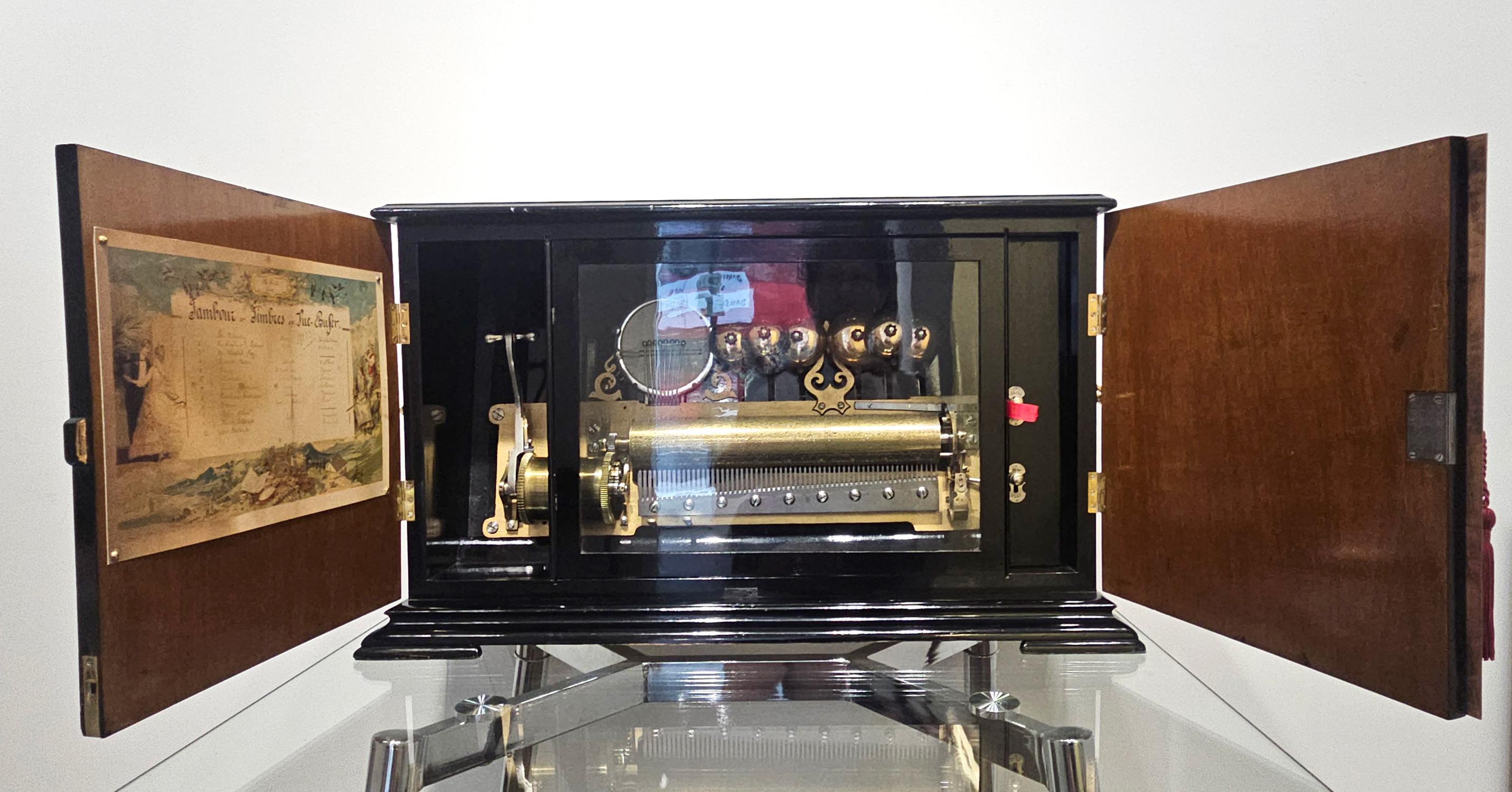 Antique Buffet-Style Drum and Bell Music Box by Mojon Manger, Geneva, c. 1885 For Sale 3