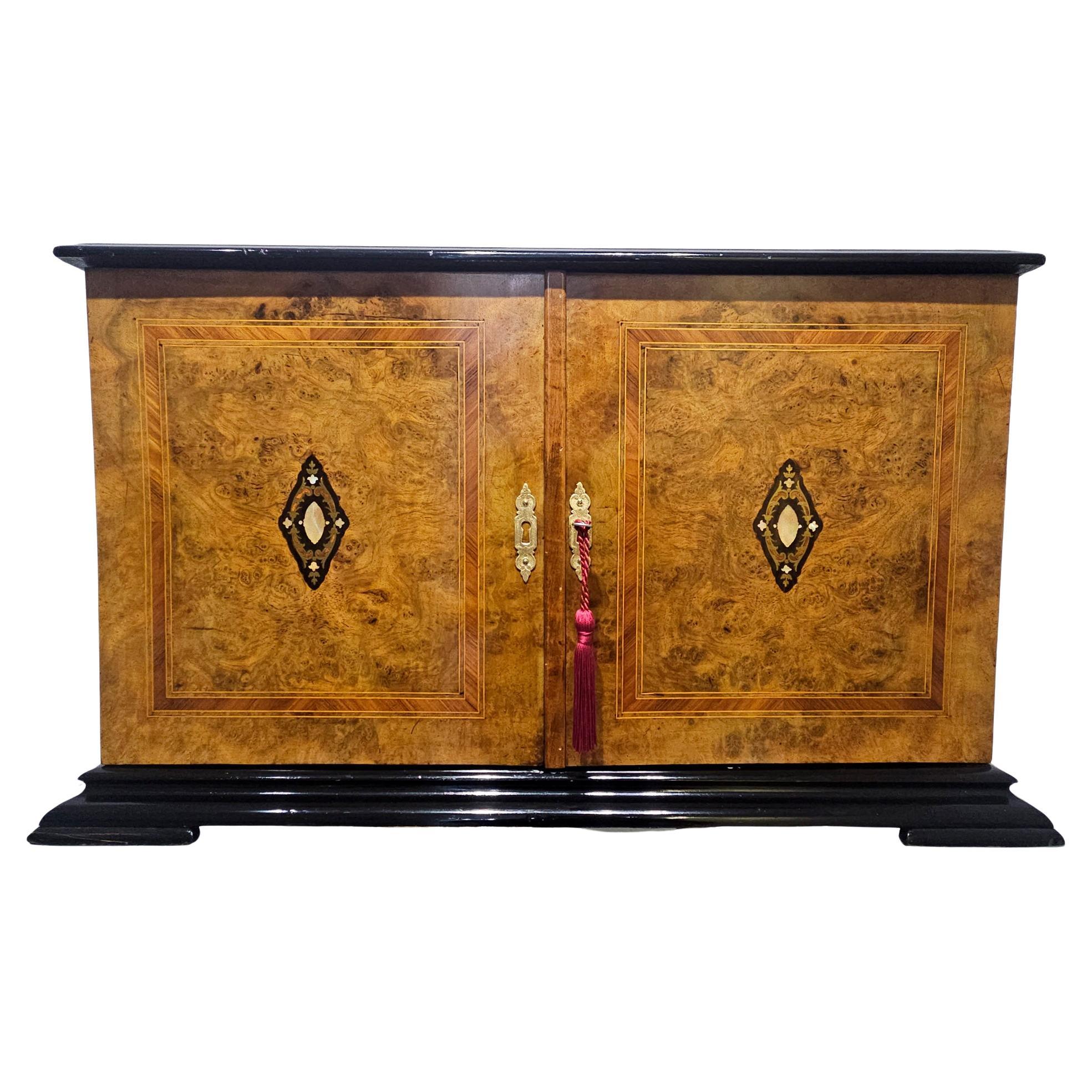 Antique Buffet-Style Drum and Bell Music Box by Mojon Manger, Geneva, c. 1885 For Sale